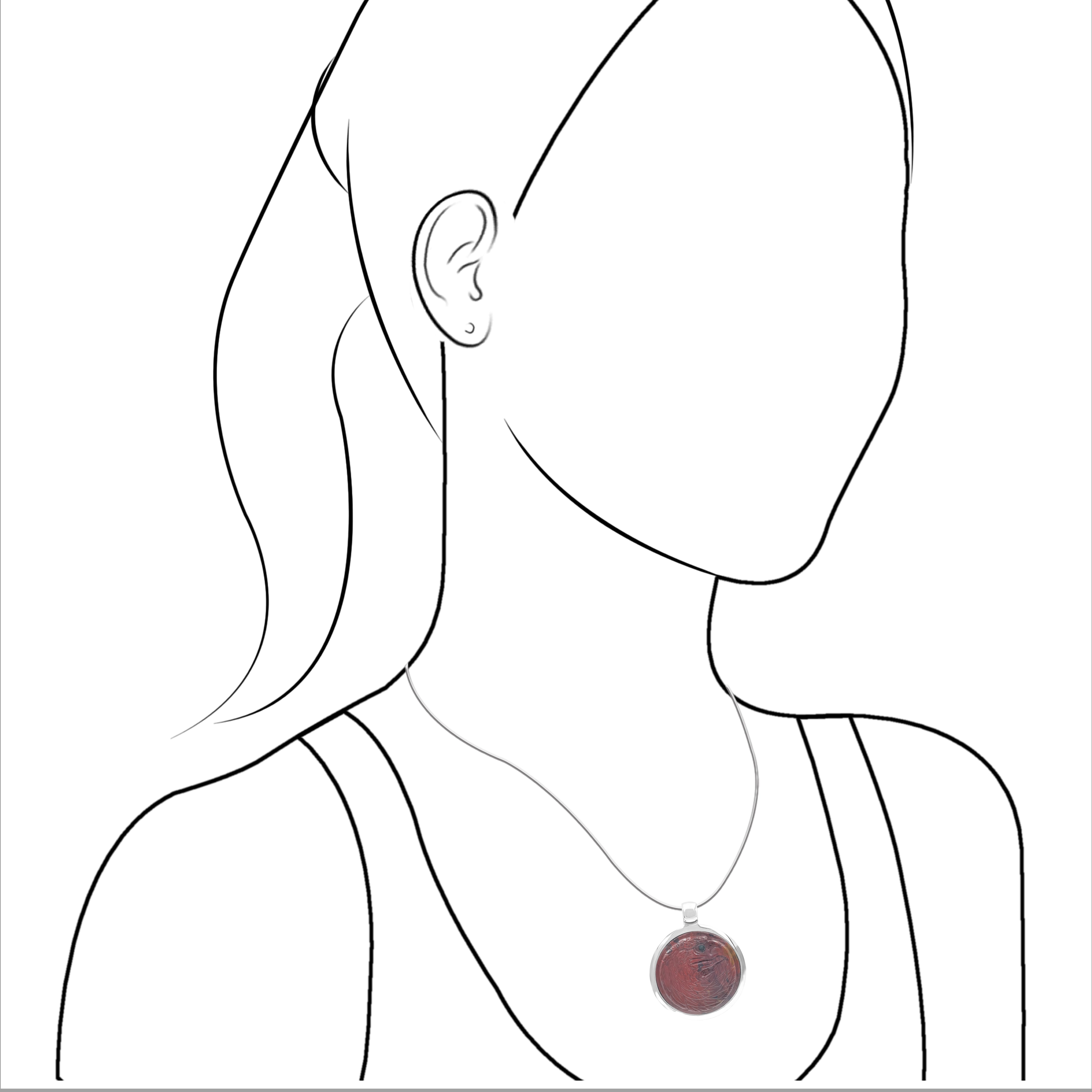 Starborn Jasper Carved Eagle Head Medallion Style Pendant in Sterling Silver