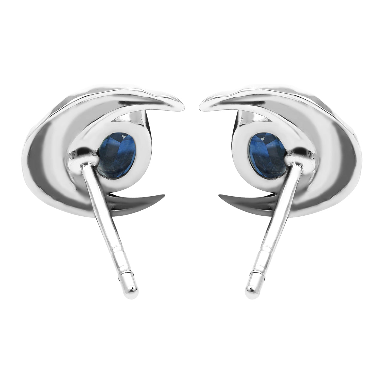 Starborn Crescent Moon Faceted Crystal Oval Post Style Earrings in Sterling Silver