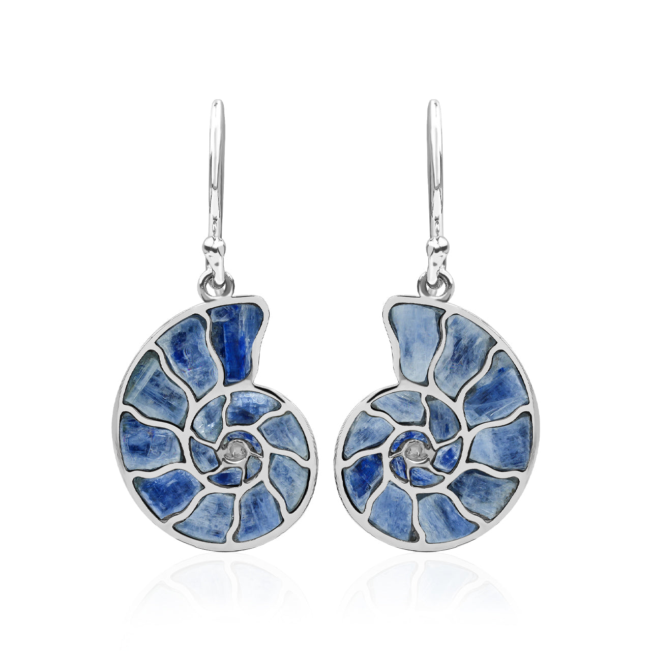 Starborn Ohrring aus Sterlingsilber mit Nautilus-Ammonit und Edelsteineinlage, klein