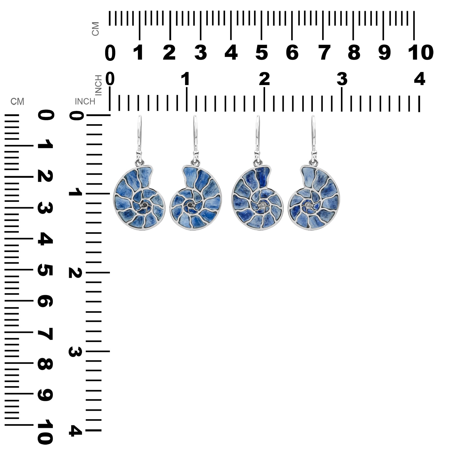 Starborn Ohrring aus Sterlingsilber mit Nautilus-Ammonit und Edelsteineinlage, klein