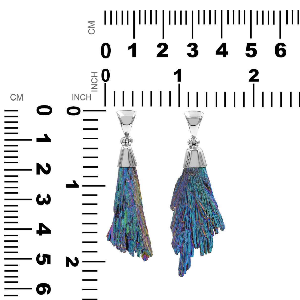 Starborn Rainbow Aura Kyanite Crystal Chop Pendant in Sterling Silver