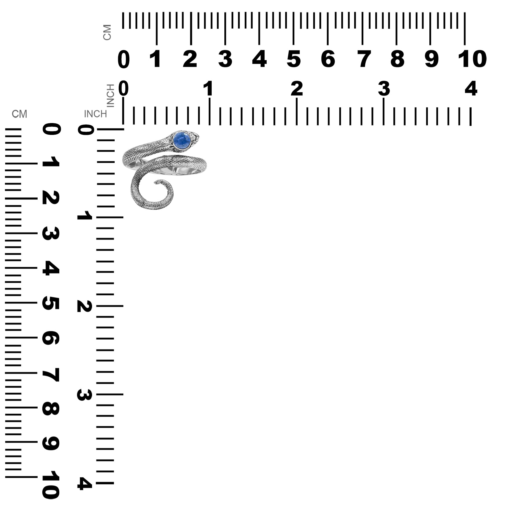 Starborn Coiled Snake Ring with Faceted Kyanite in Sterling Silver