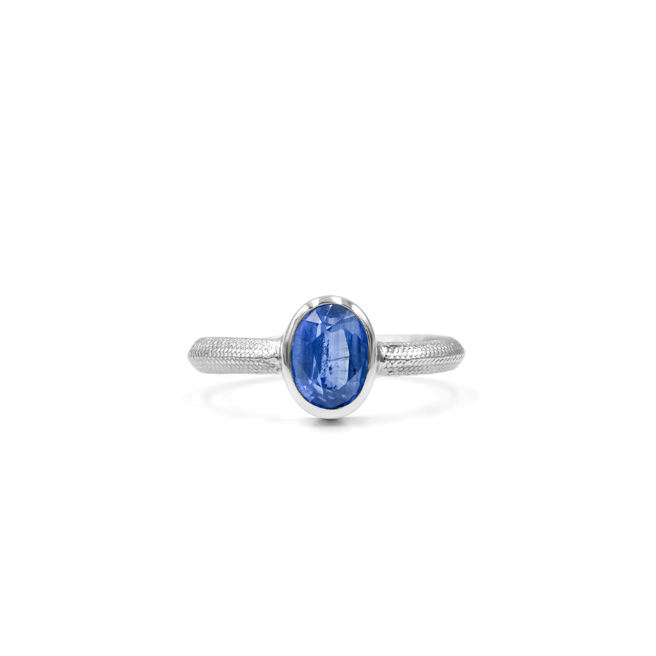 Starborn Kyanite Ouroboros Faceted Oval Ring in Fine Sterling Silver