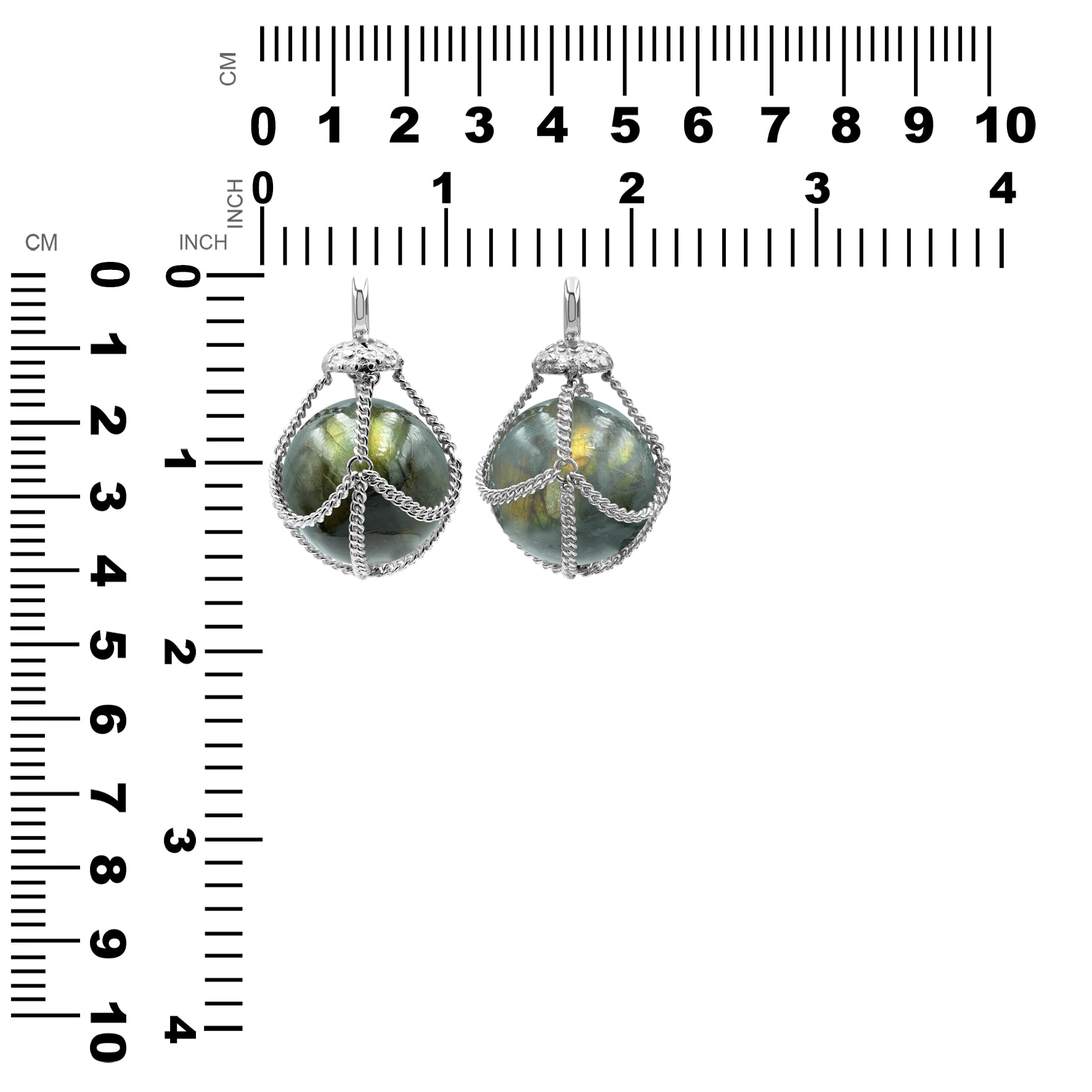 Starborn Sphere Gemstone in Basket Pendant in Sterling Silver