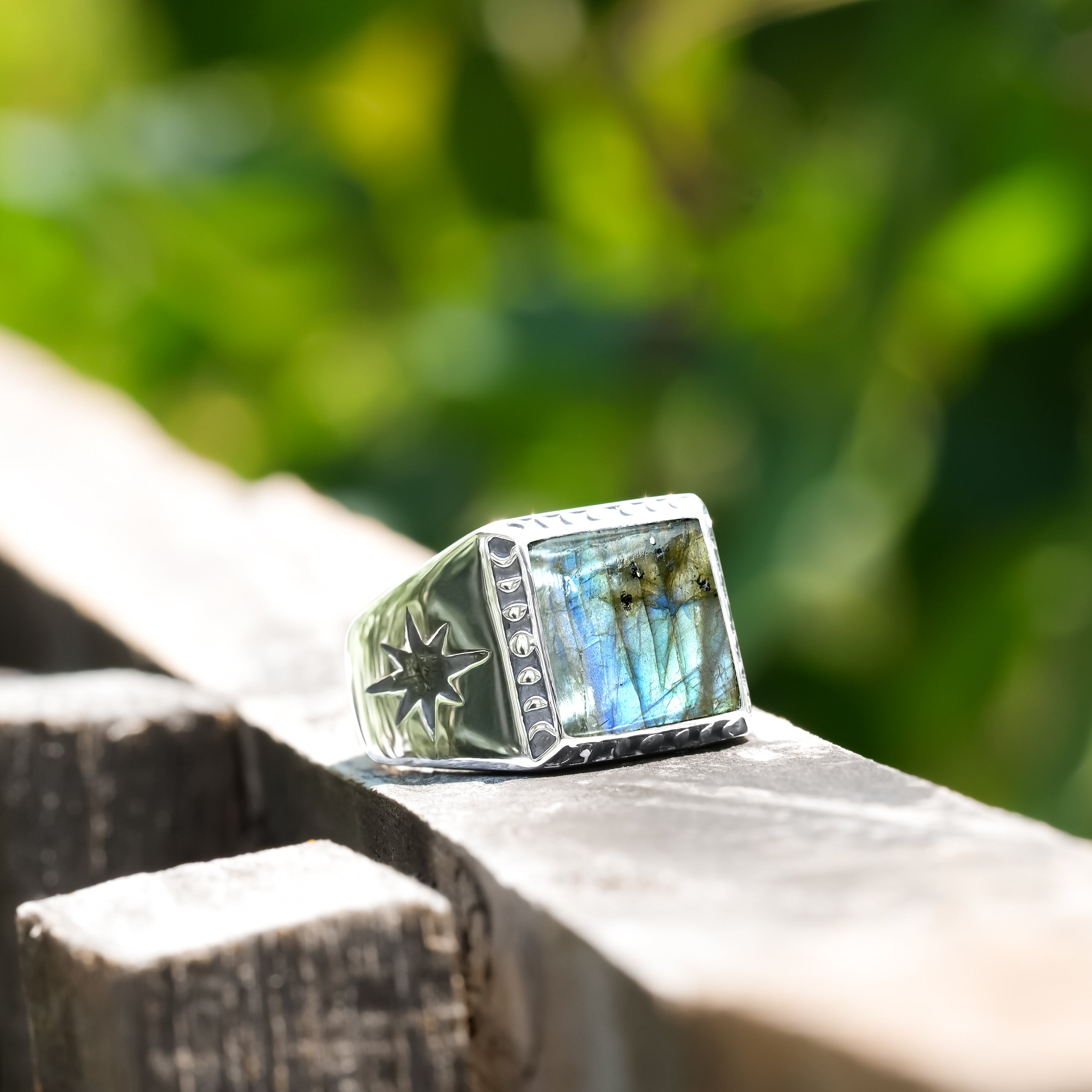 Starborn Labradorite Square Ring in Sterling Silver