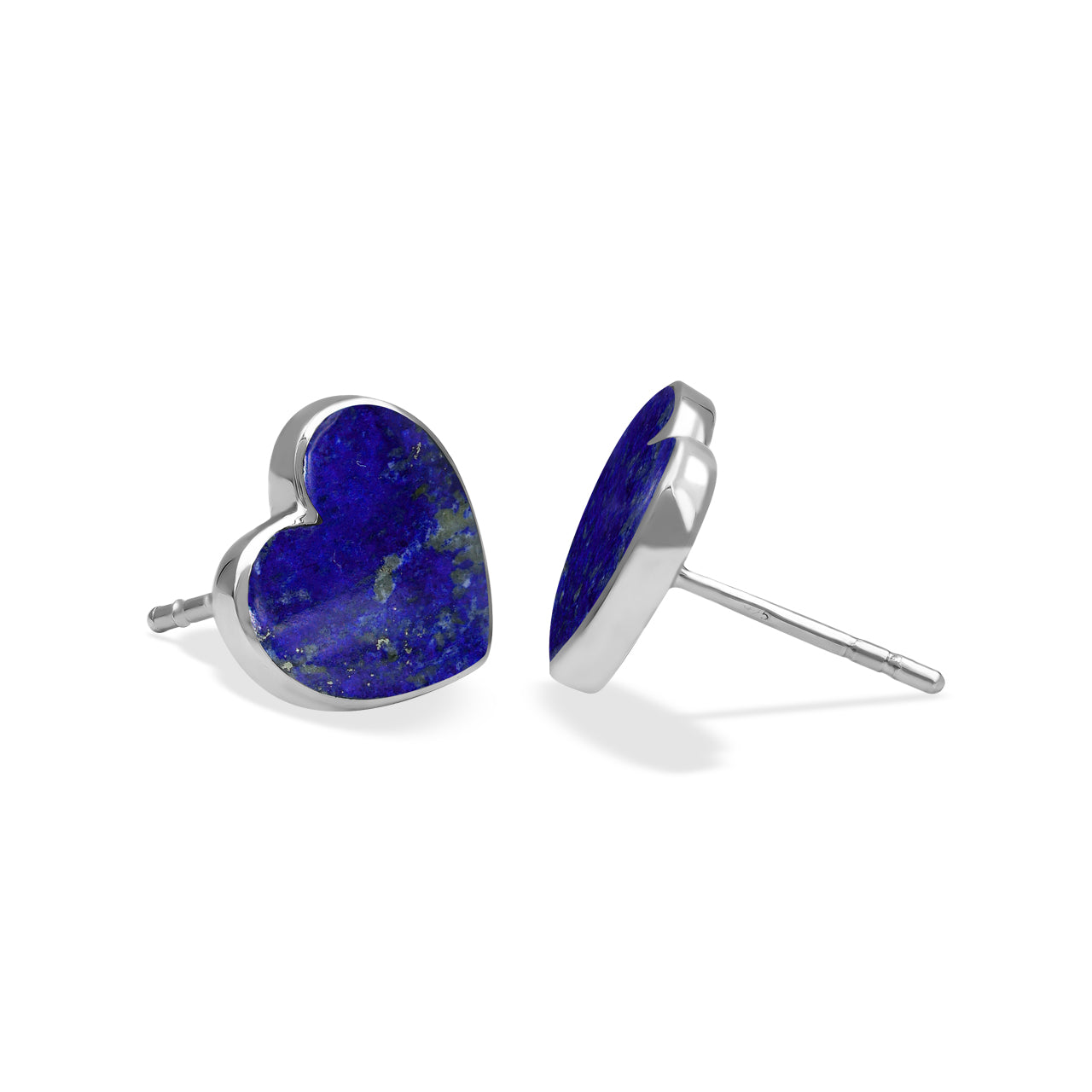 Starborn Heart Gemstone Post Style Earrings in Sterling Silver