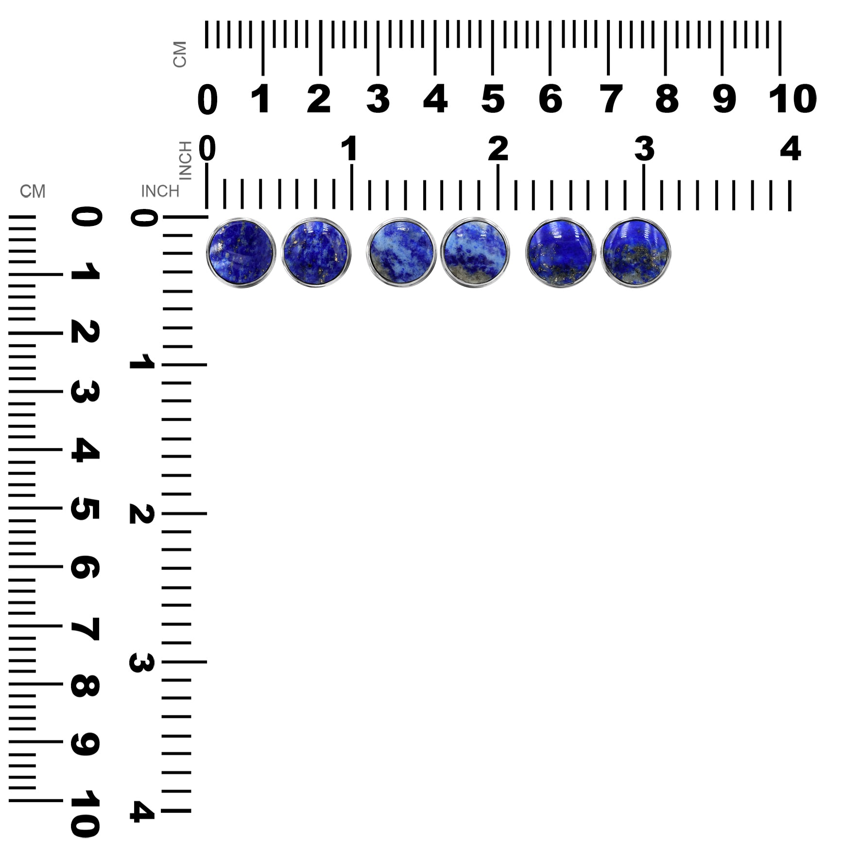 Starborn Lapis Lazuli Round Cabochon Double Bezel Post Earrings in Sterling Silver