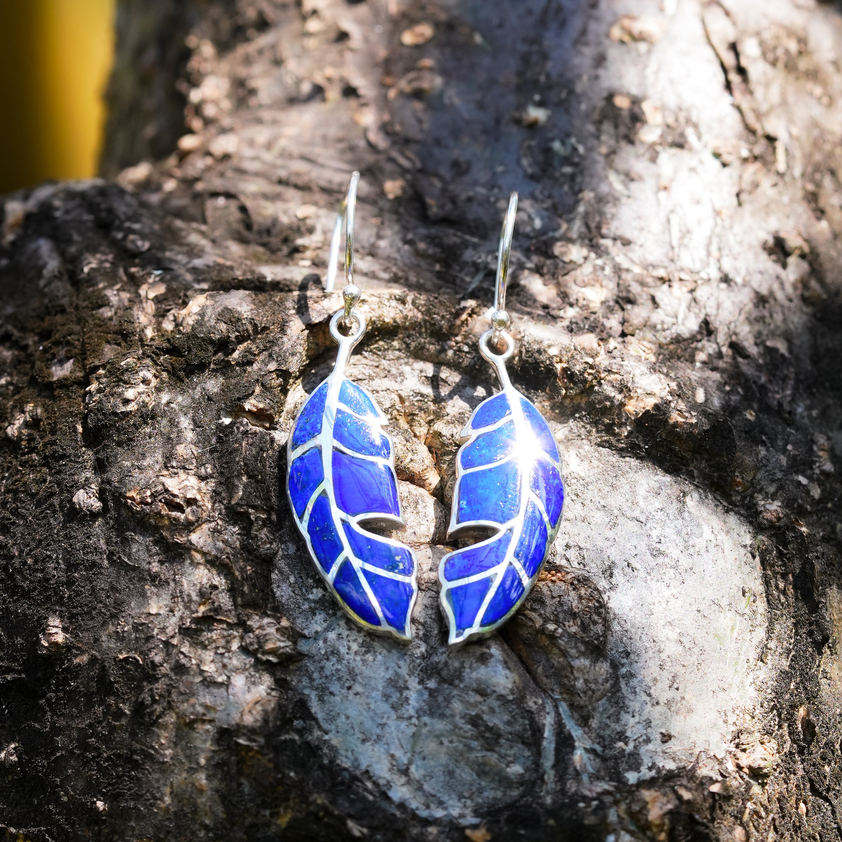 Starborn Feather Earring with Beautiful Gemstones in Sterling Silver