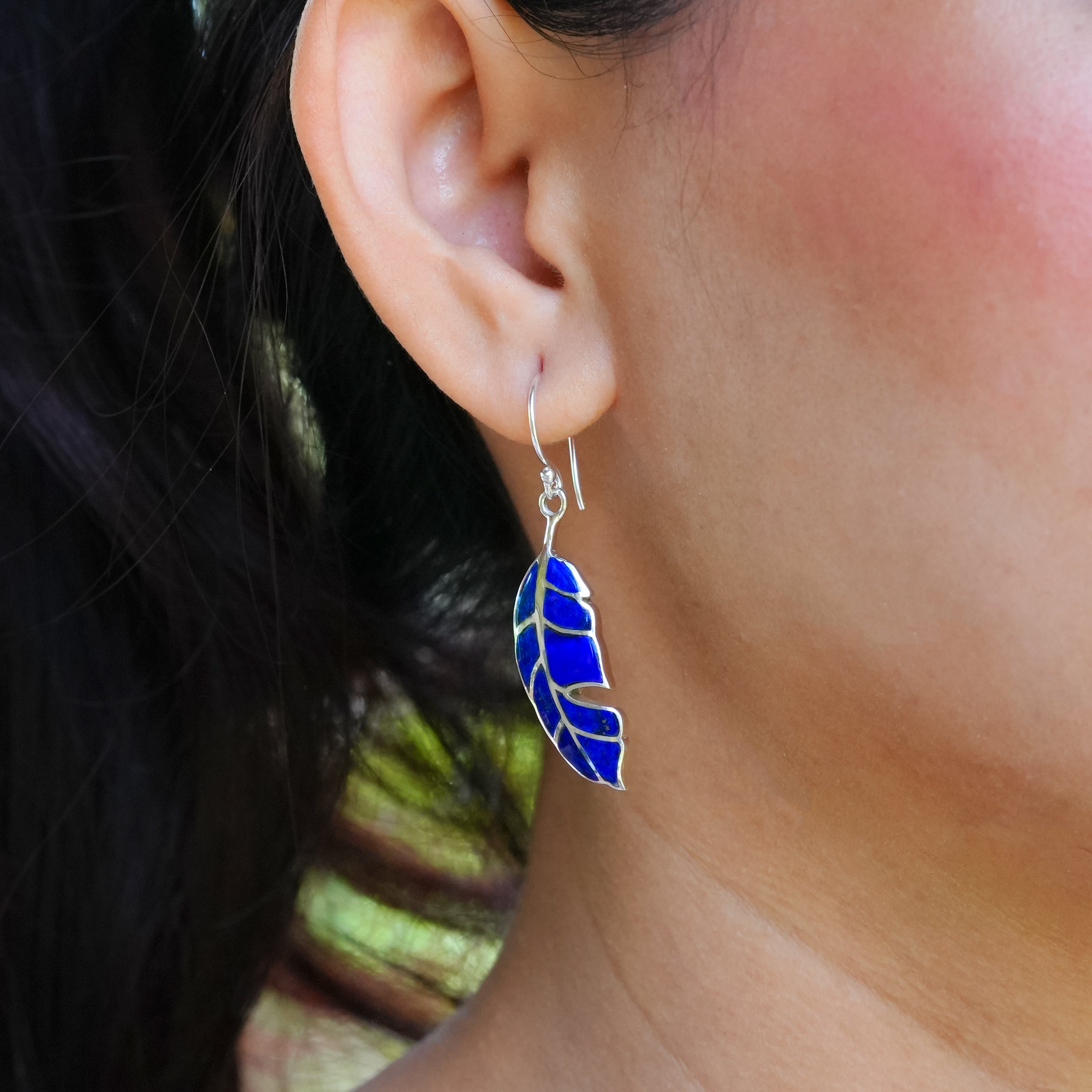 Starborn Feather Earring with Beautiful Gemstones in Sterling Silver