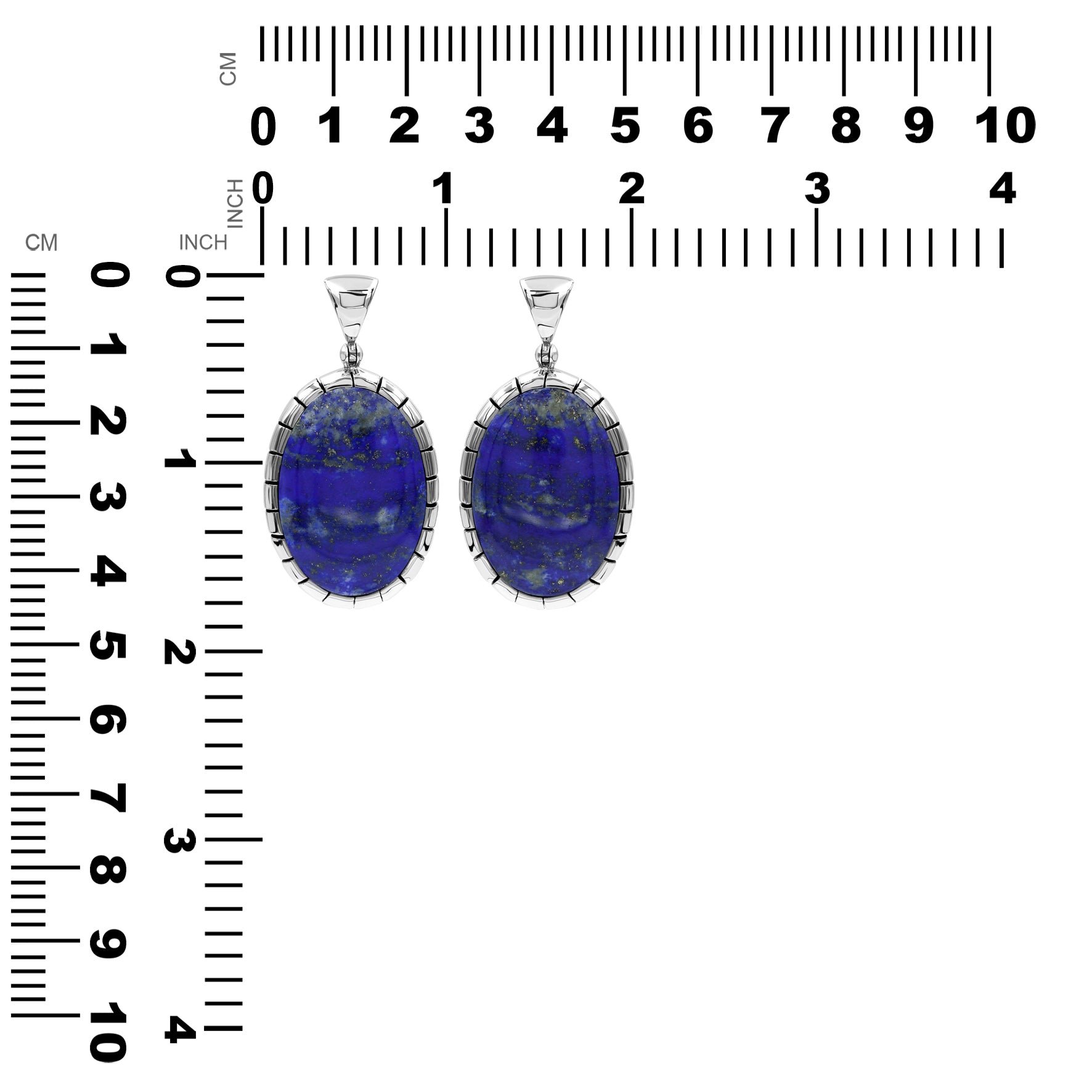 Starborn Lapis Lazuli Oval Pendant Featuring Striped Accent Bezel in Sterling Silver