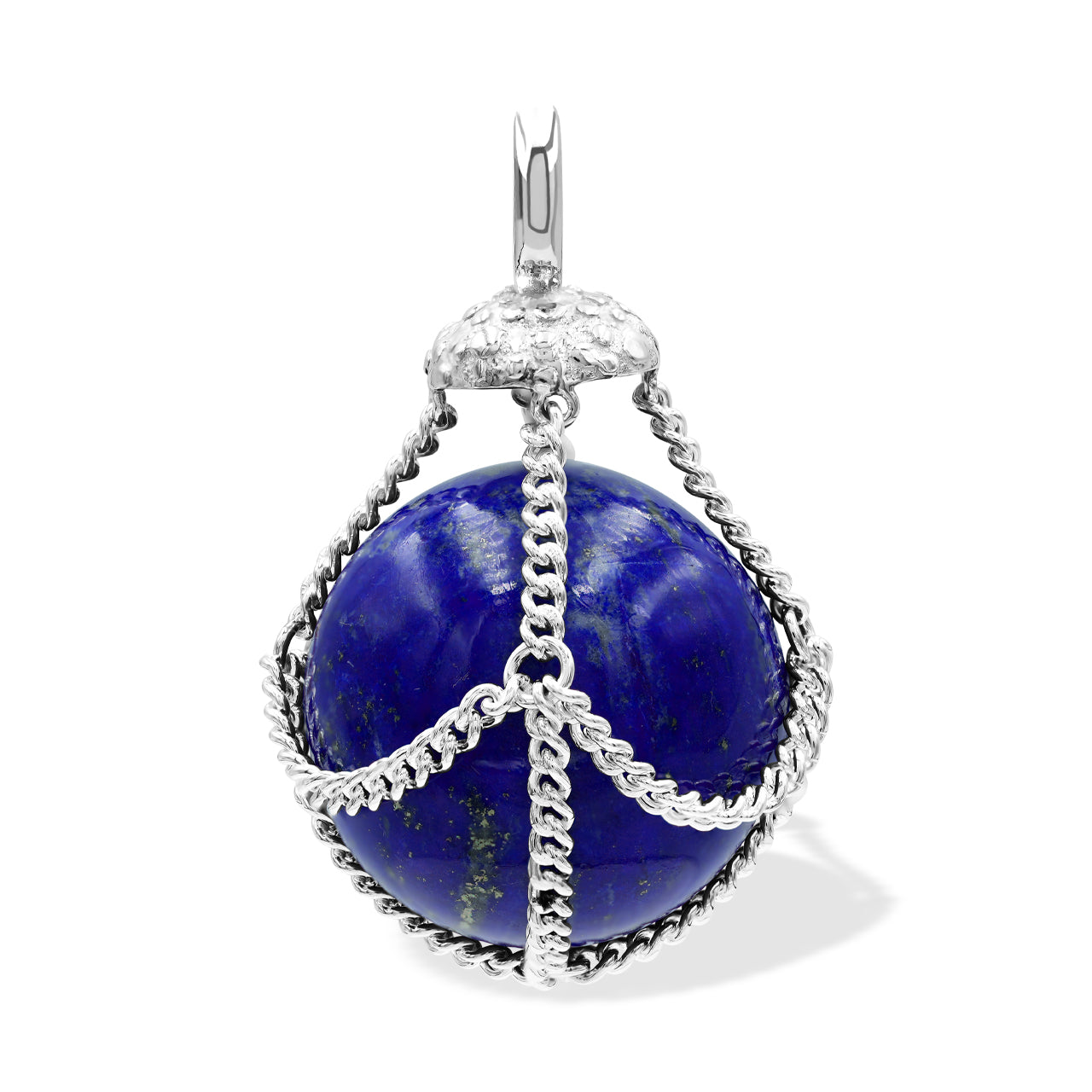 Starborn Sphere Gemstone in Basket Pendant in Sterling Silver