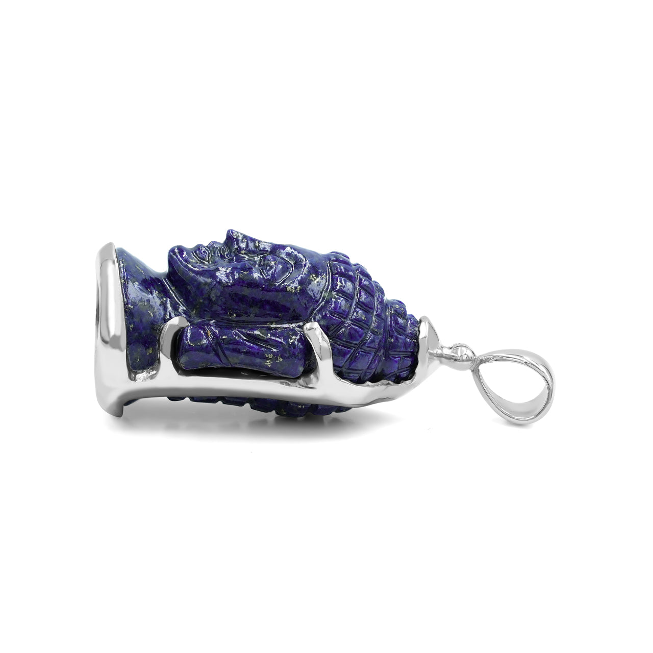 Starborn Carved Gemstone Buddha Head Pendant in Sterling Silver