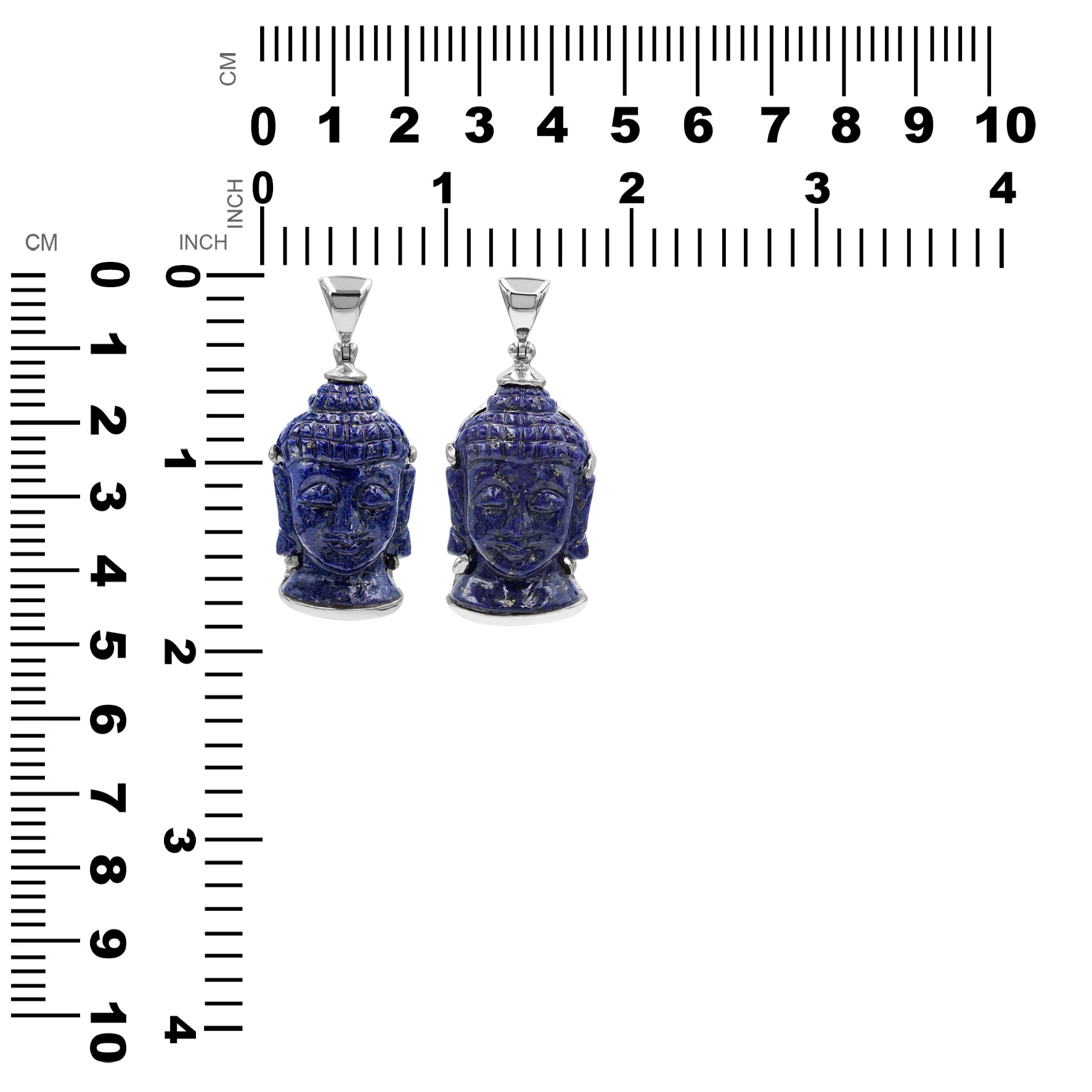 Starborn Carved Gemstone Buddha Head Pendant in Sterling Silver