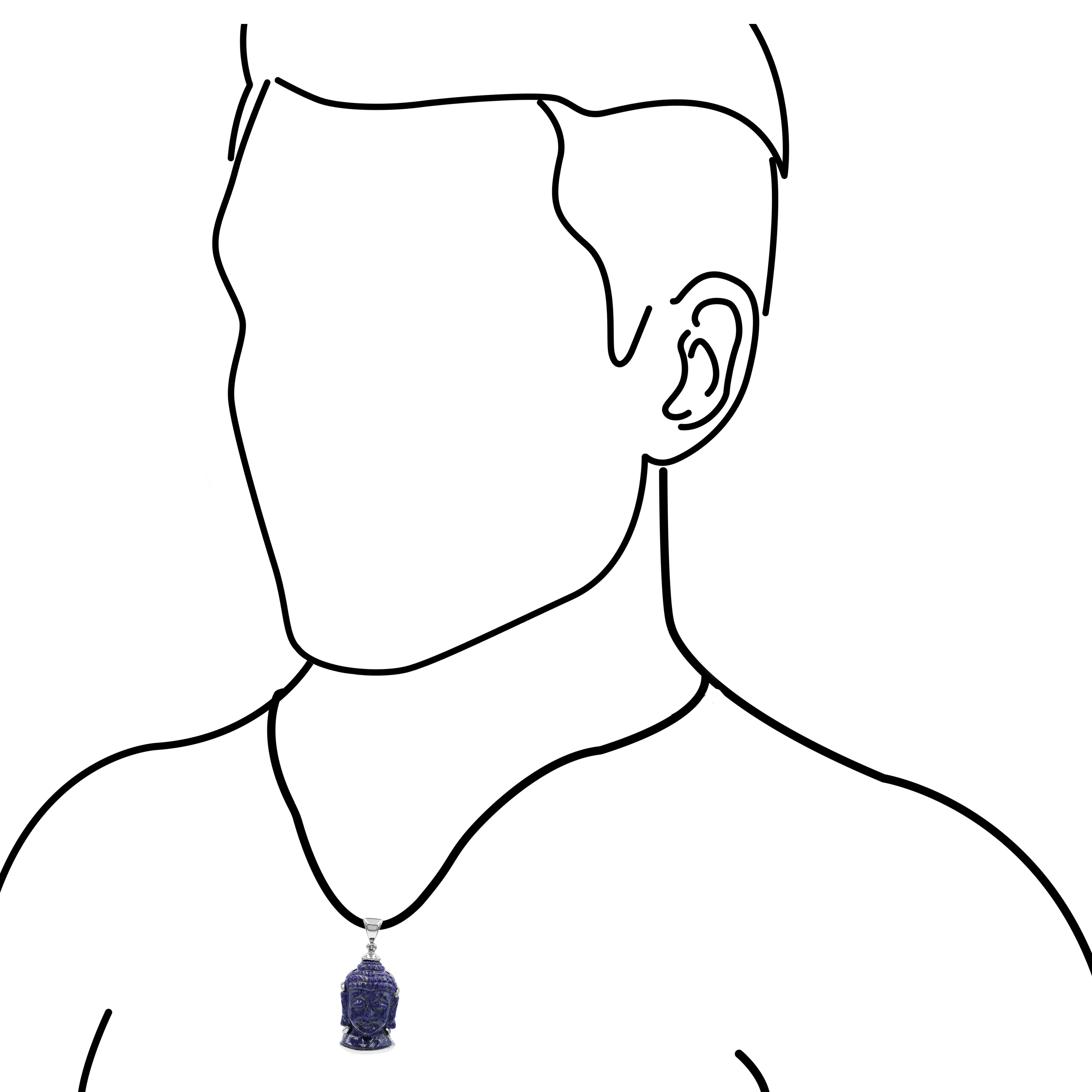 Starborn Carved Gemstone Buddha Head Pendant in Sterling Silver