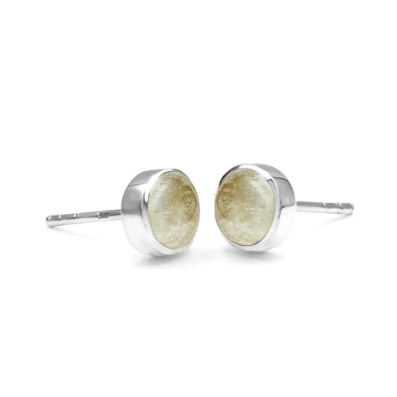 Starborn Libyan Desert Tektite Round 6mm Post Earrings in Sterling Silver