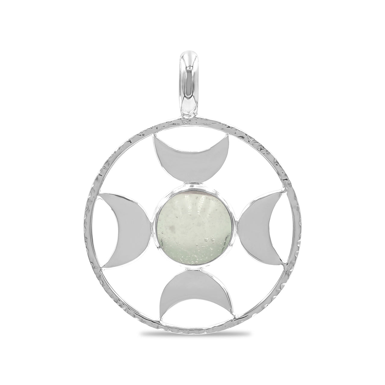 Starborn Gemstones Sphere Directional Crescent Moon Pendant in Sterling Silver