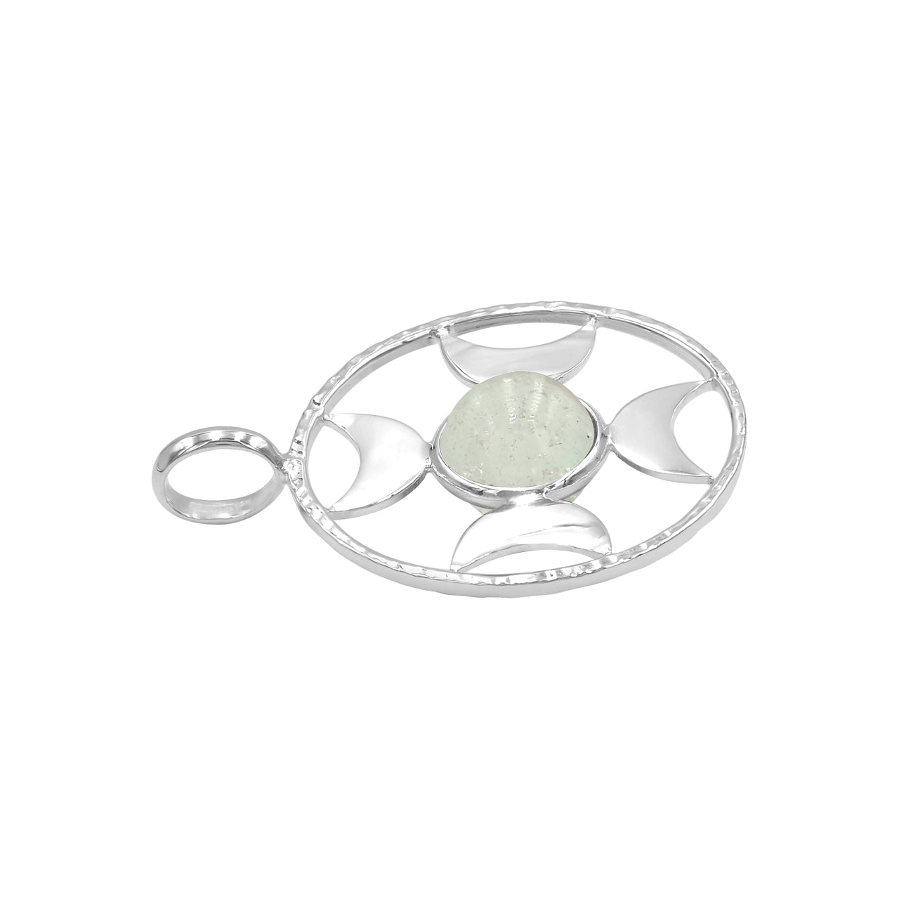 Starborn Sphere Libyan Desert Tektite Directional Crescent Moon Pendant in Sterling Silver