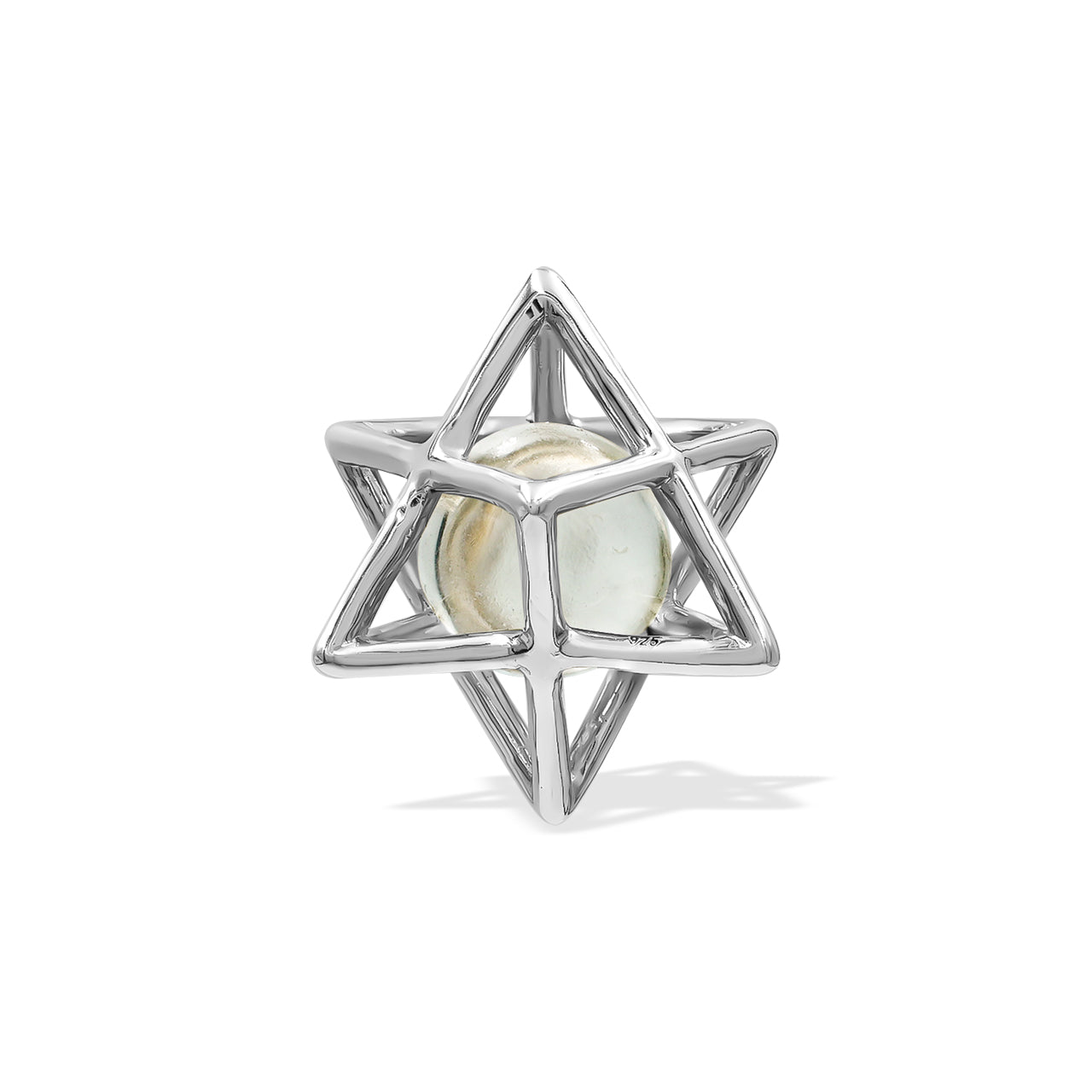 Starborn Merkabah Cage Gemstone Sphere with Sterling Silver Pendant and Chain