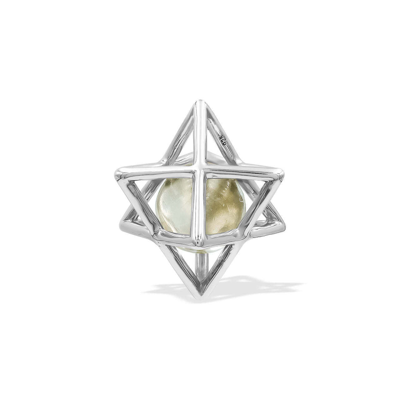 Starborn Merkabah Cage Gemstone Sphere with Sterling Silver Pendant and Chain