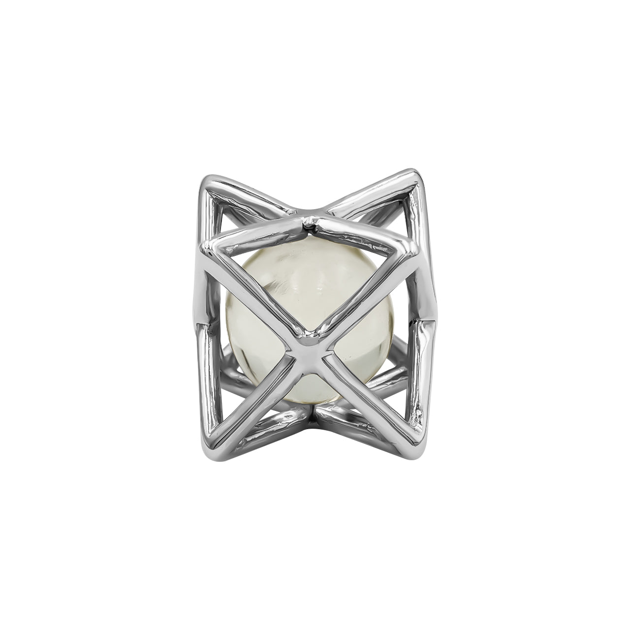 Starborn Merkabah Cage Gemstone Sphere with Sterling Silver Pendant and Chain