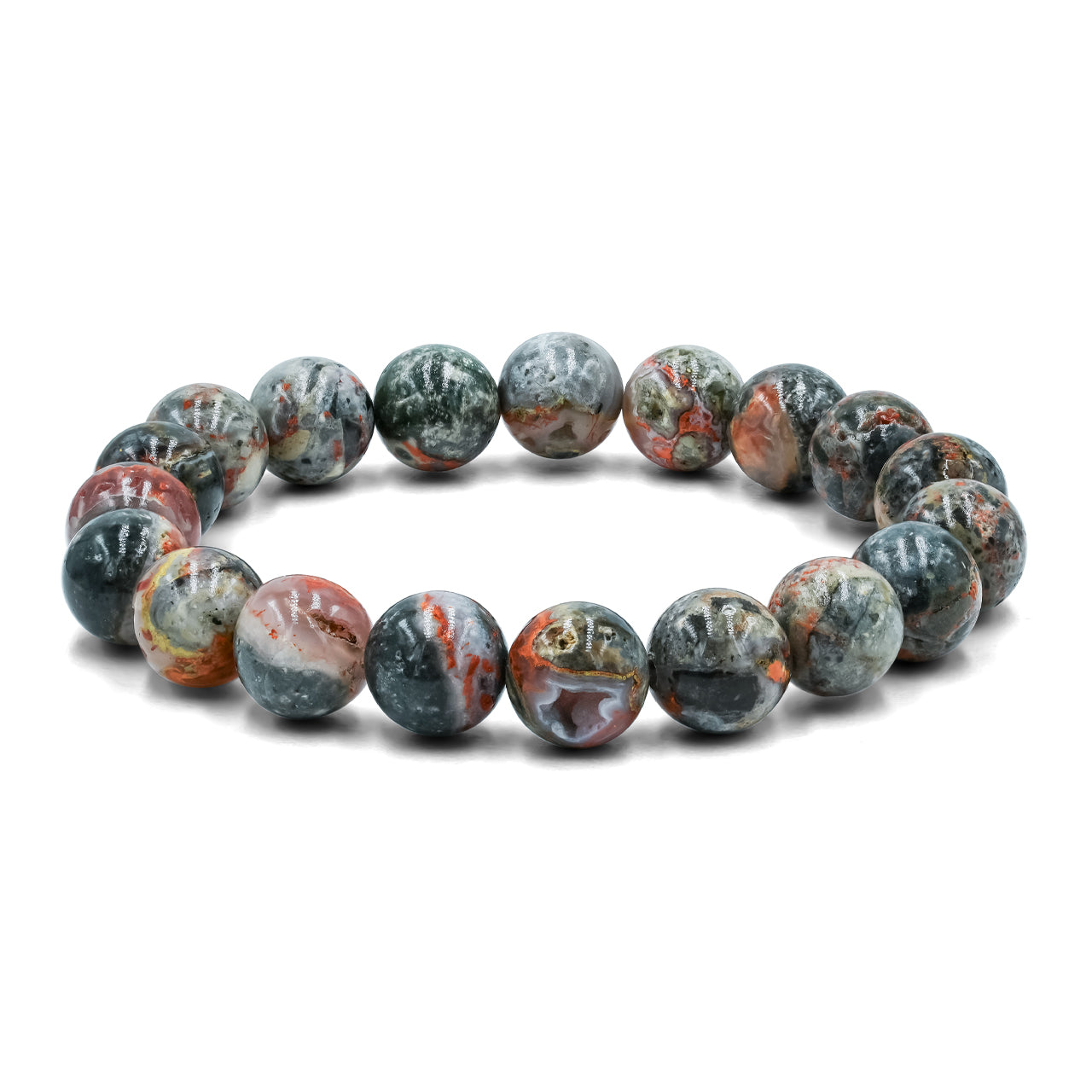 Starborn 10 mm Magma Chalcedon Perlen elastisches Armband
