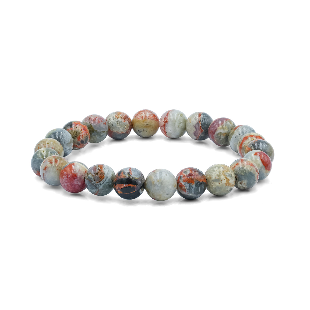 Starborn 10 mm Magma Chalcedon Perlen elastisches Armband