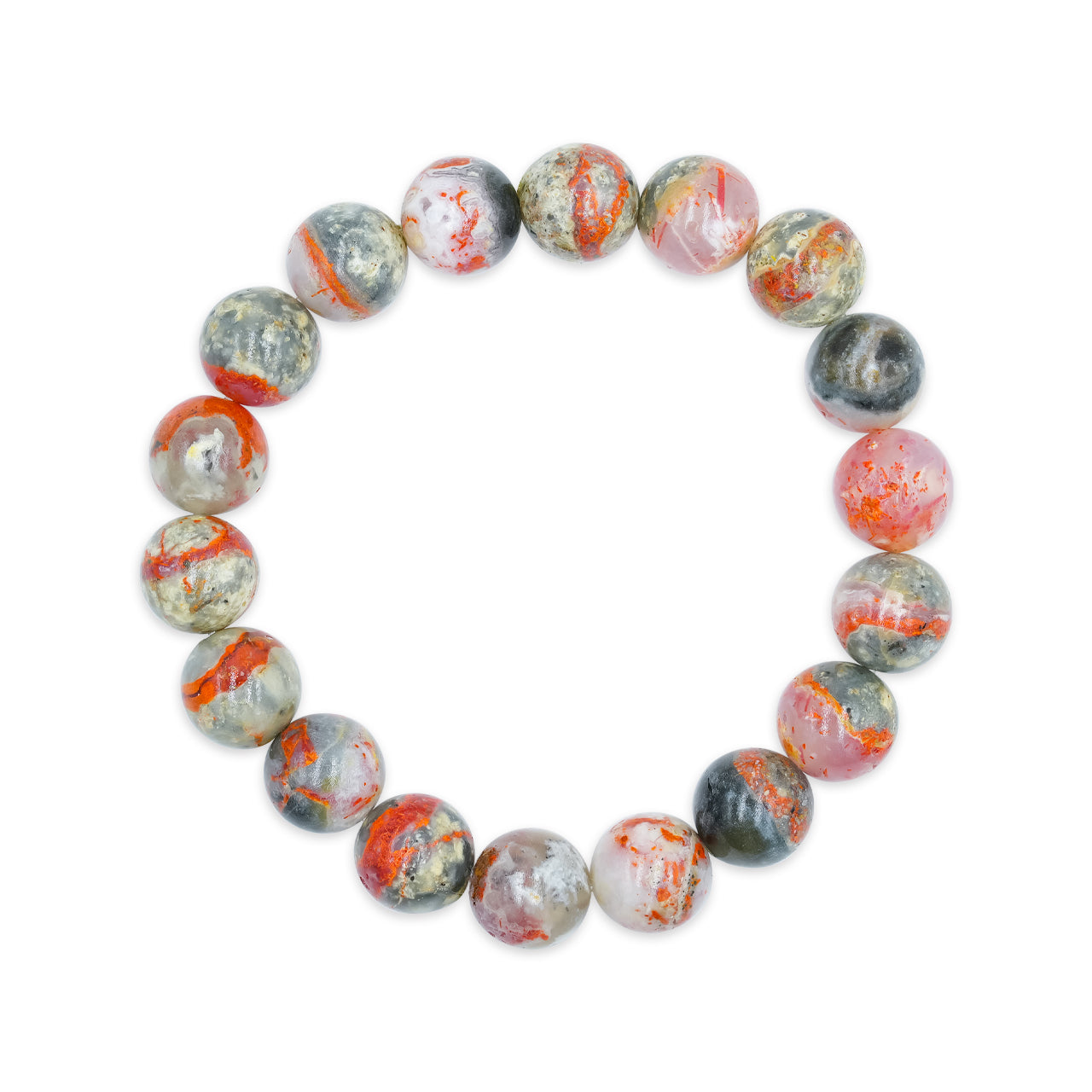 Starborn 10 mm Magma Chalcedon Perlen elastisches Armband
