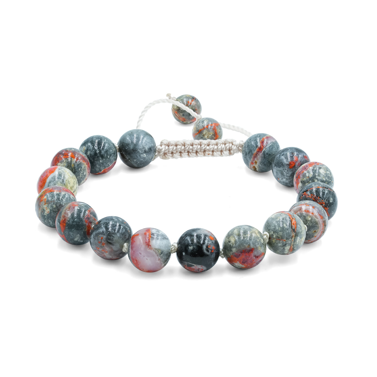 Magma Chalcedony adjustable bead bracelet, featuring 16 pieces of 10 mm beads