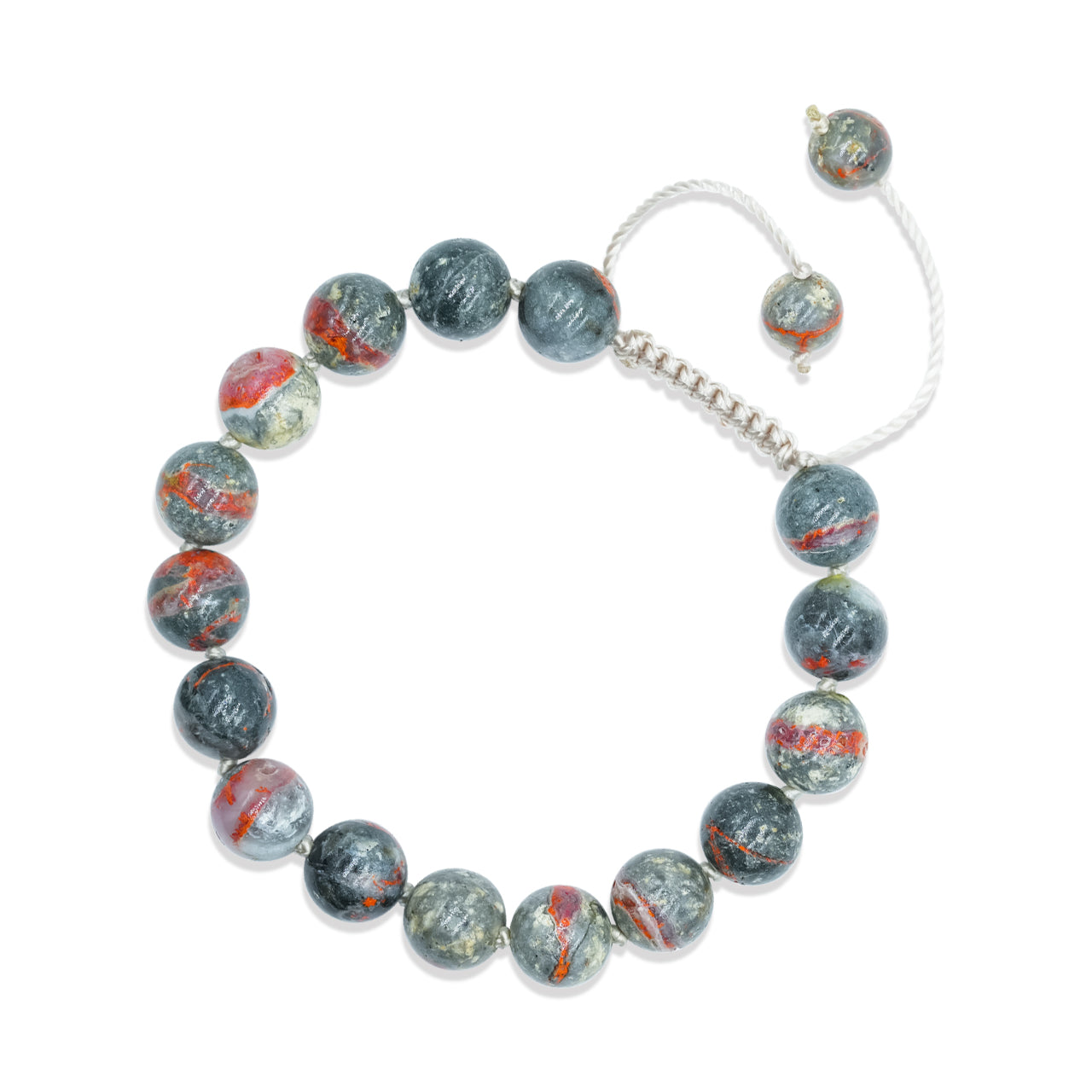 Magma Chalcedony adjustable bead bracelet, featuring 16 pieces of 10 mm beads
