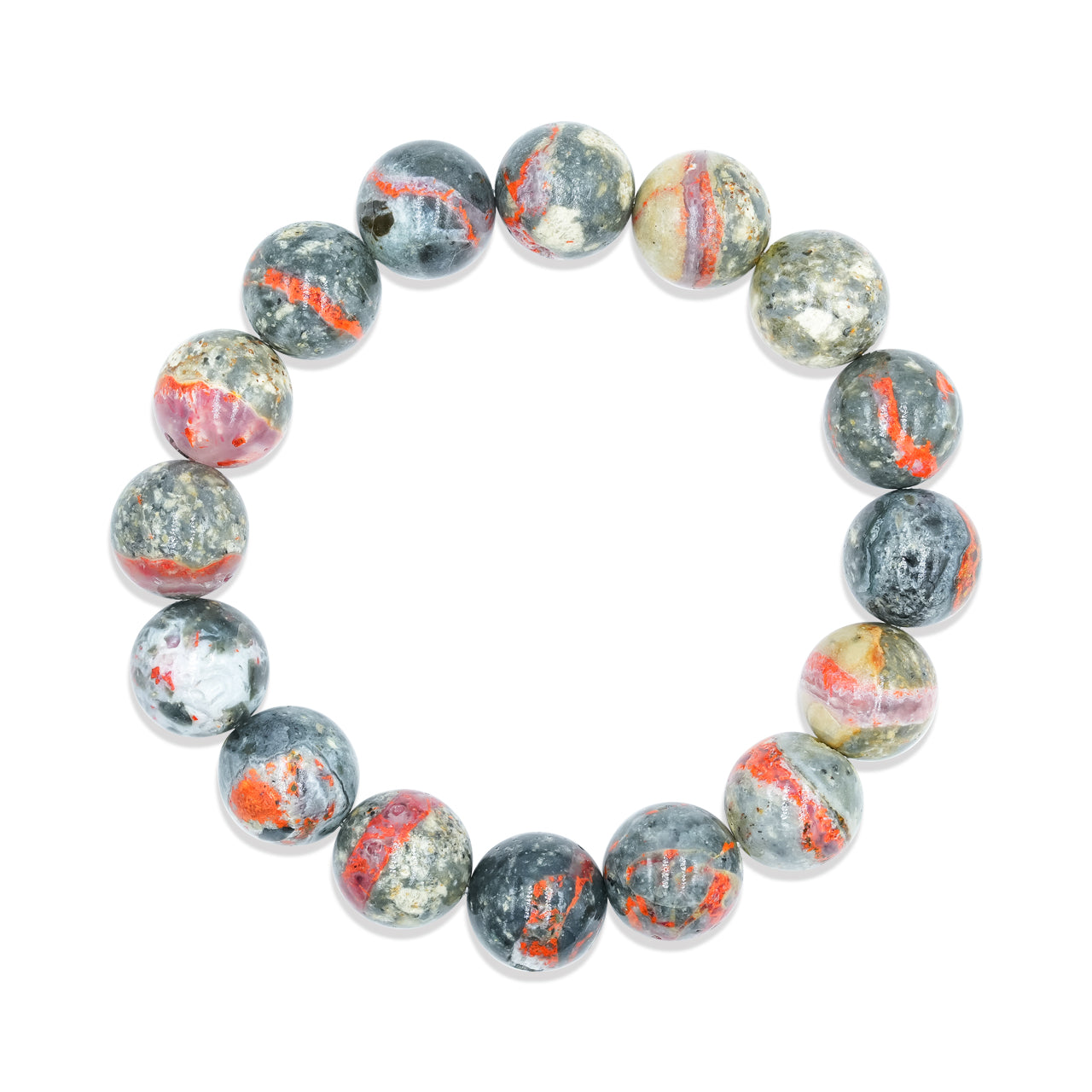 Starborn 10 mm Magma Chalcedon Perlen elastisches Armband
