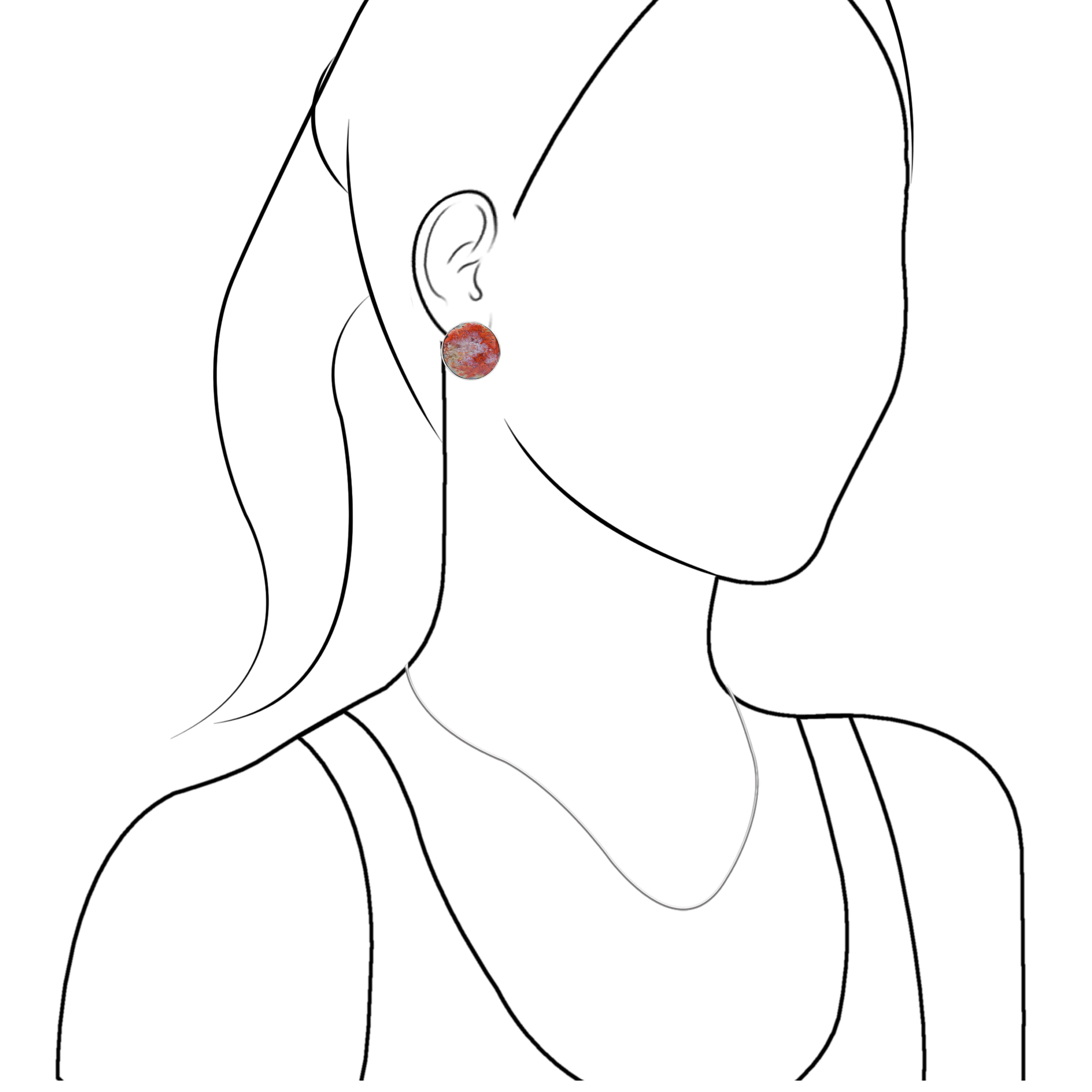 Starborn Magma Chalcedony Round Post Earrings in Sterling Silver