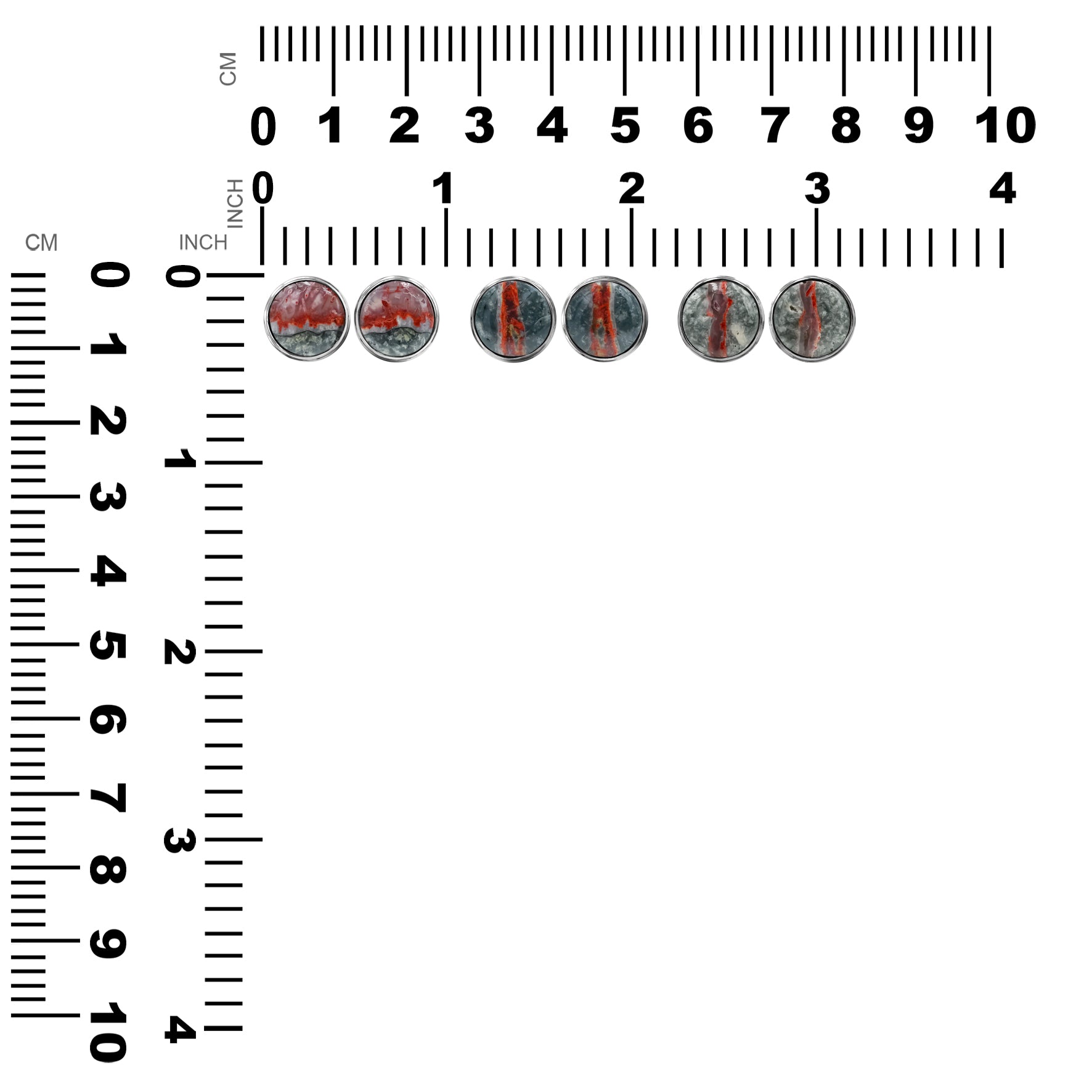 Starborn Magma Chalcedony Round 10 mm Double Bezel Set Post Earrings in Sterling Silver