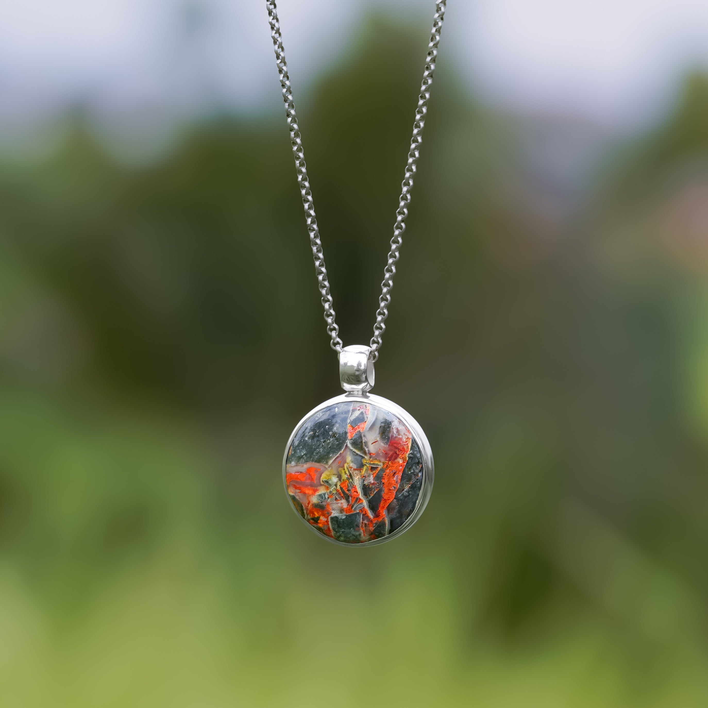 Starborn Magma Chalcedony Medallion Pendant in Sterling Silver
