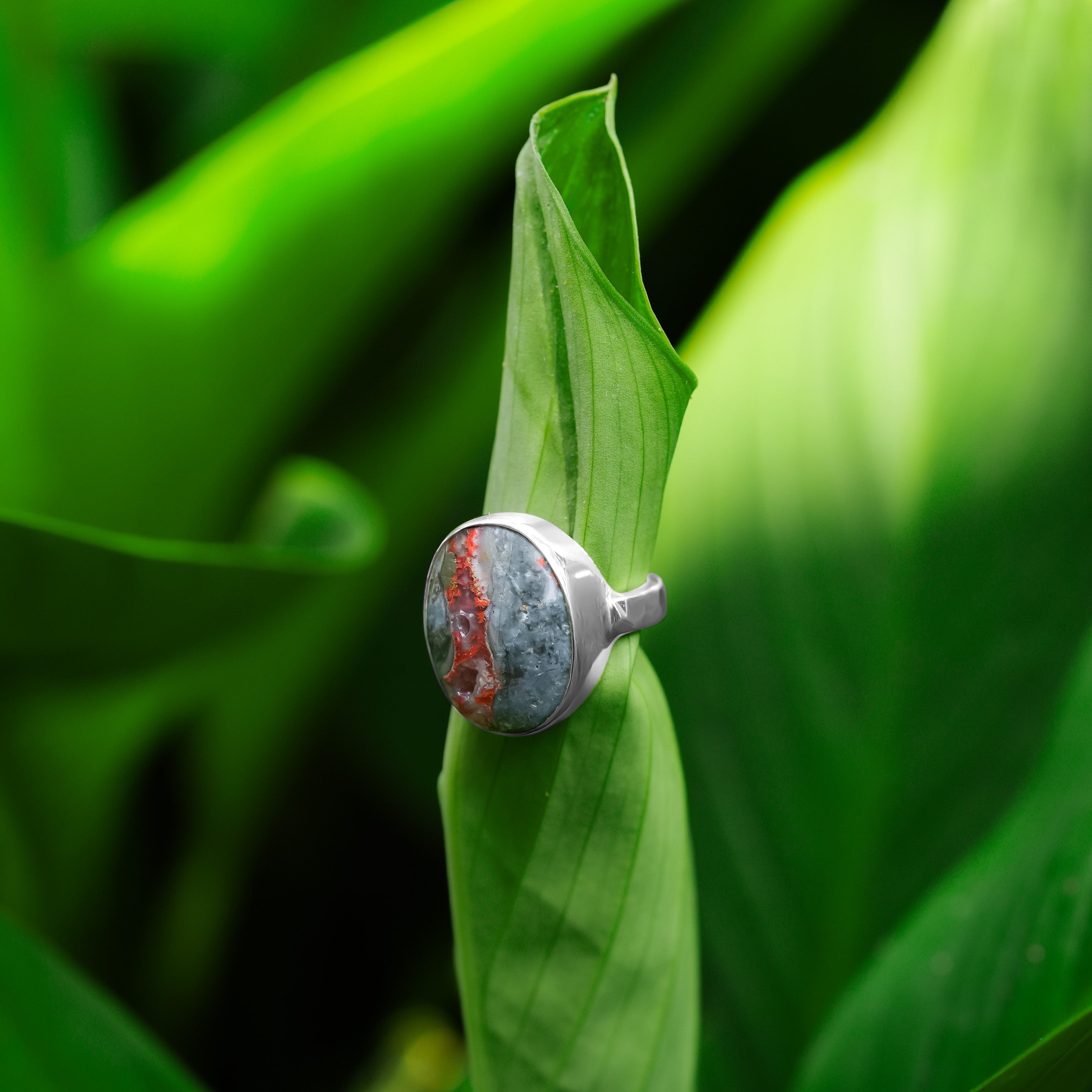 Starborn Magma Chalcedony Ring in Fine Sterling Silver