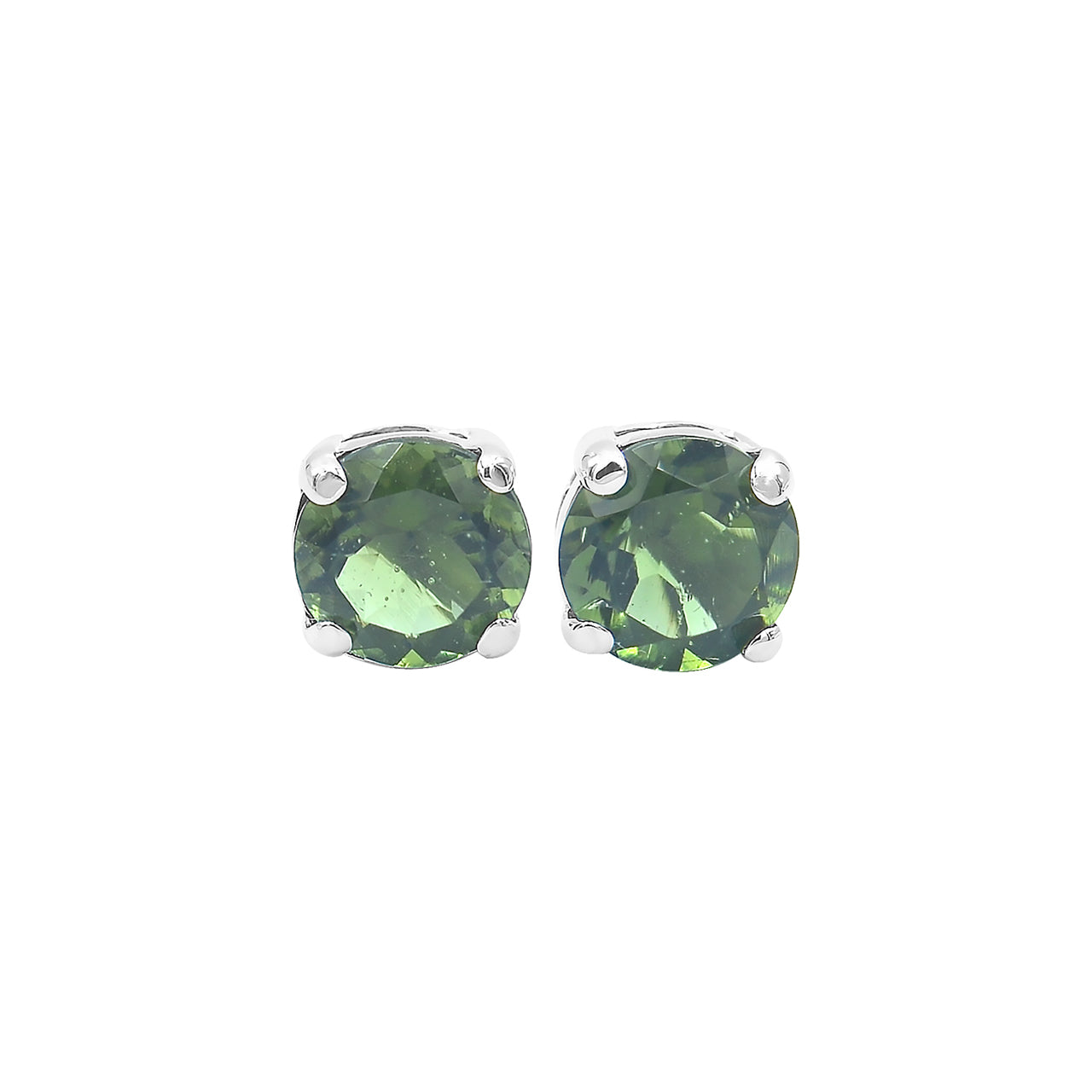 Aretes con forma de poste redondo de 8 mm con piedras preciosas facetadas Starborn en plata de ley