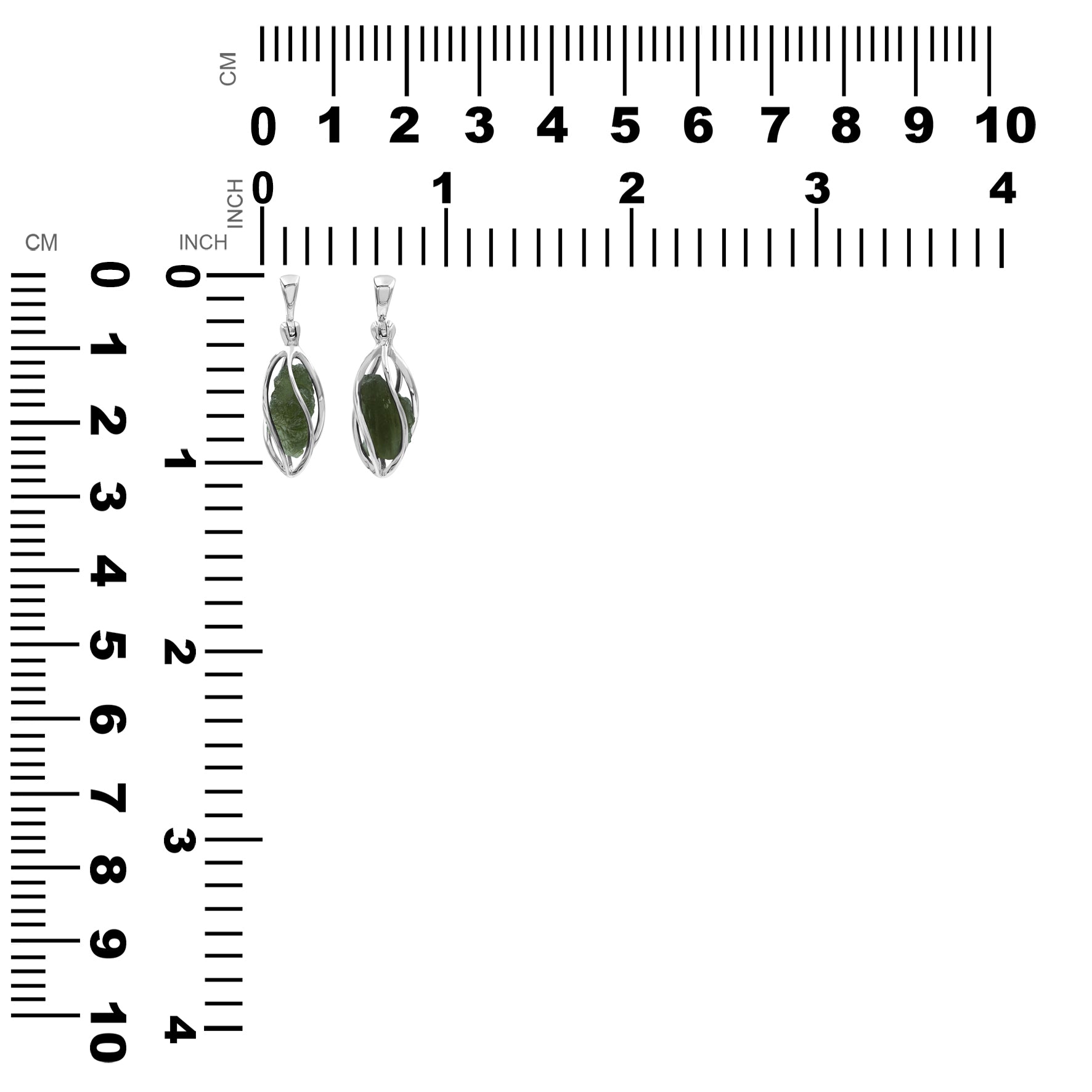 Starborn Natural Moldavite Pendant in Pointed Sterling Silver Spiral Cage