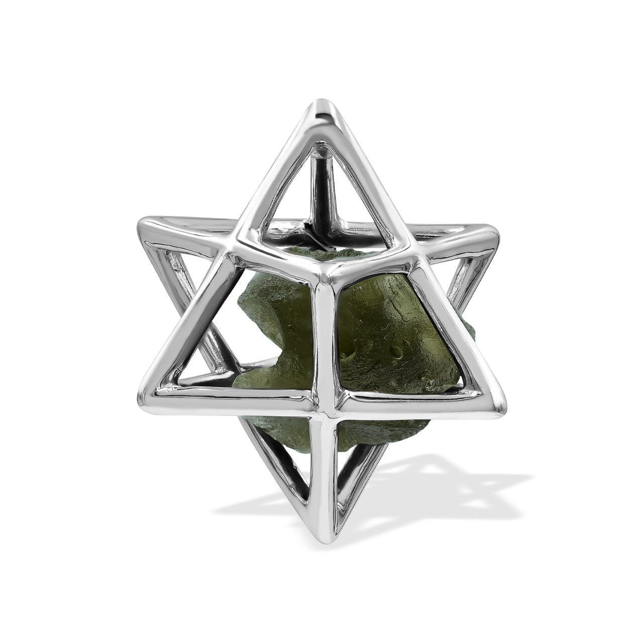 Starborn Merkabah Cage Natural Gemstone with Sterling Silver Pendant and Chain