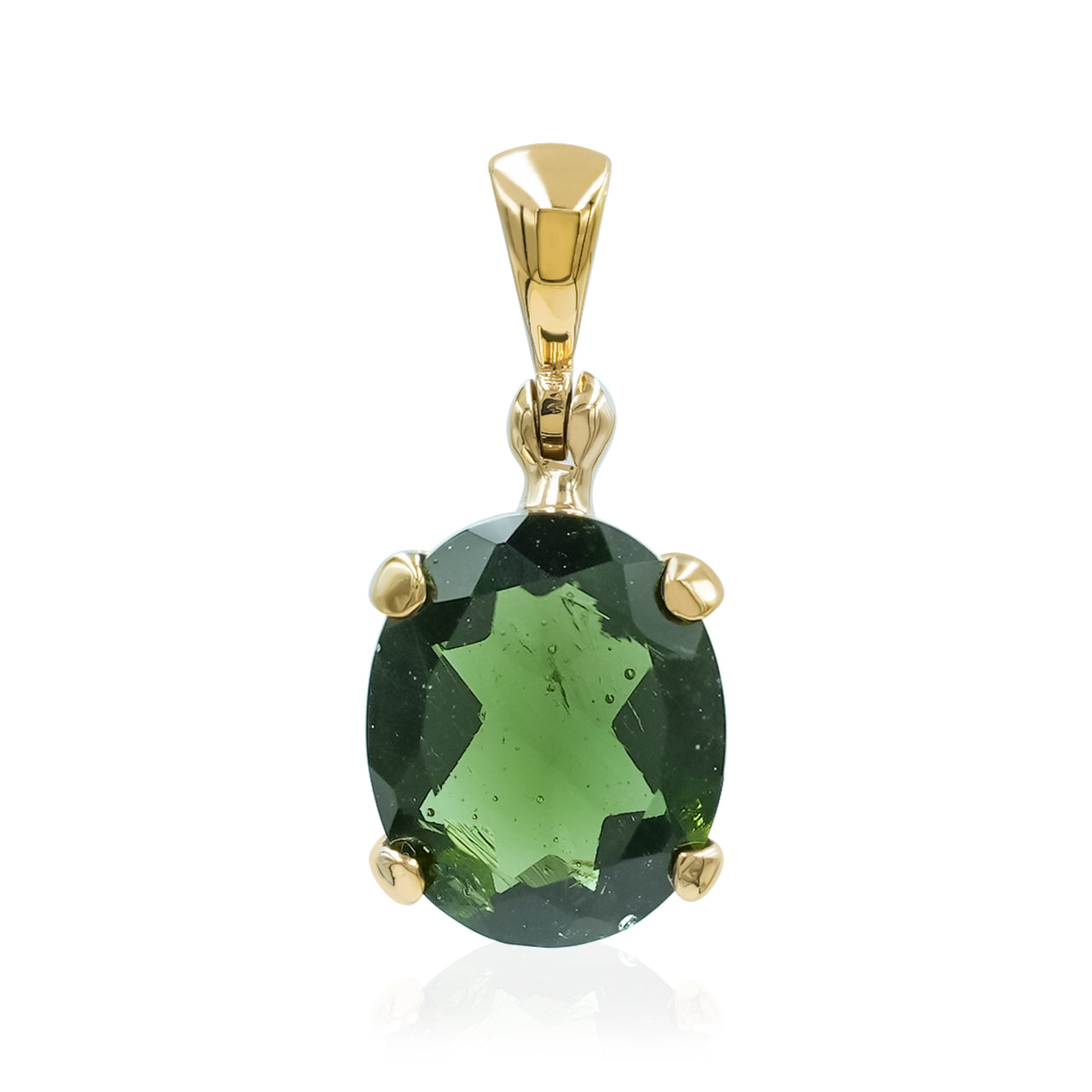 Starborn Faceted Moldavite Gold Micron Plated Pendant