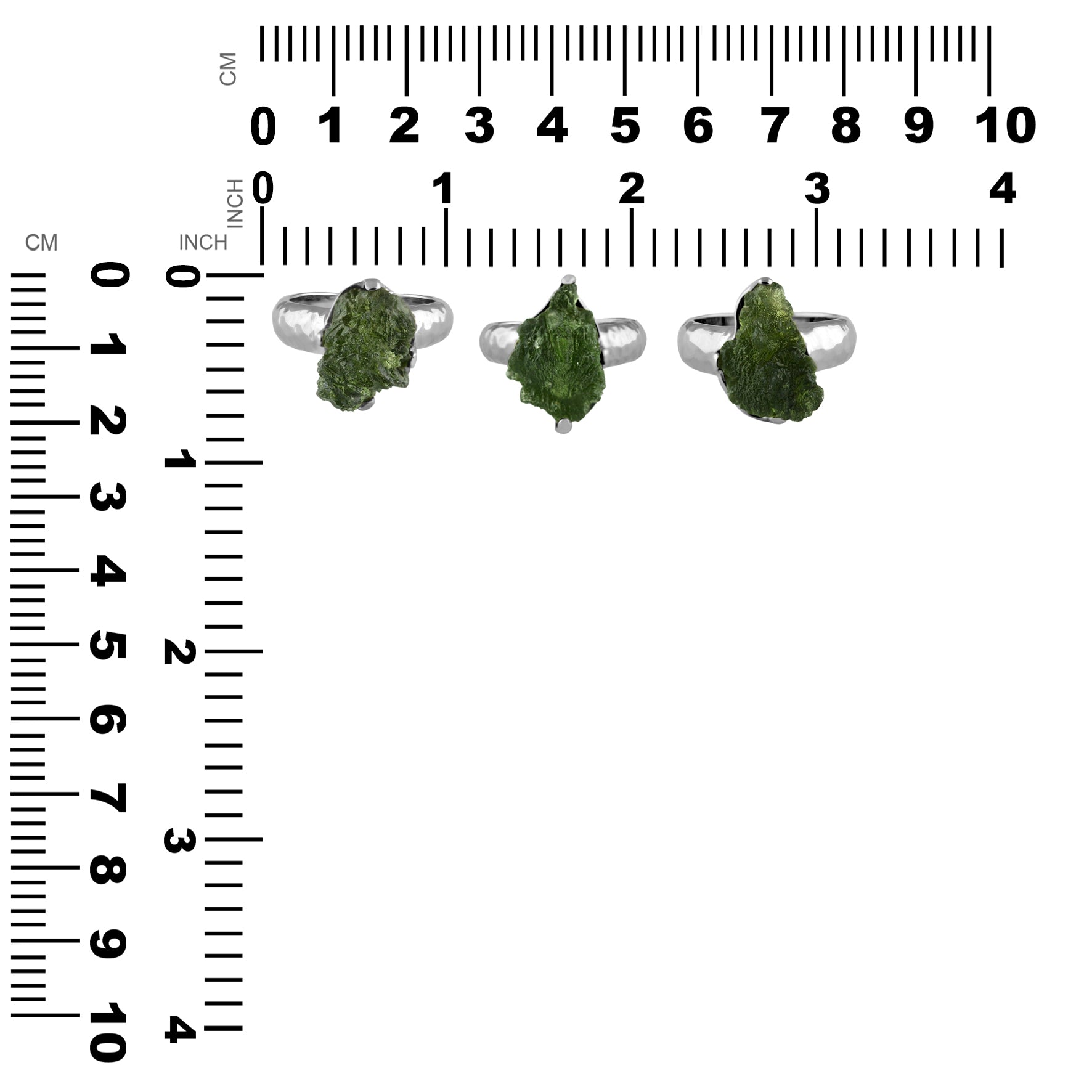 Starborn Genuine Moldavite Ring in Sterling Silver (10-15 ct)