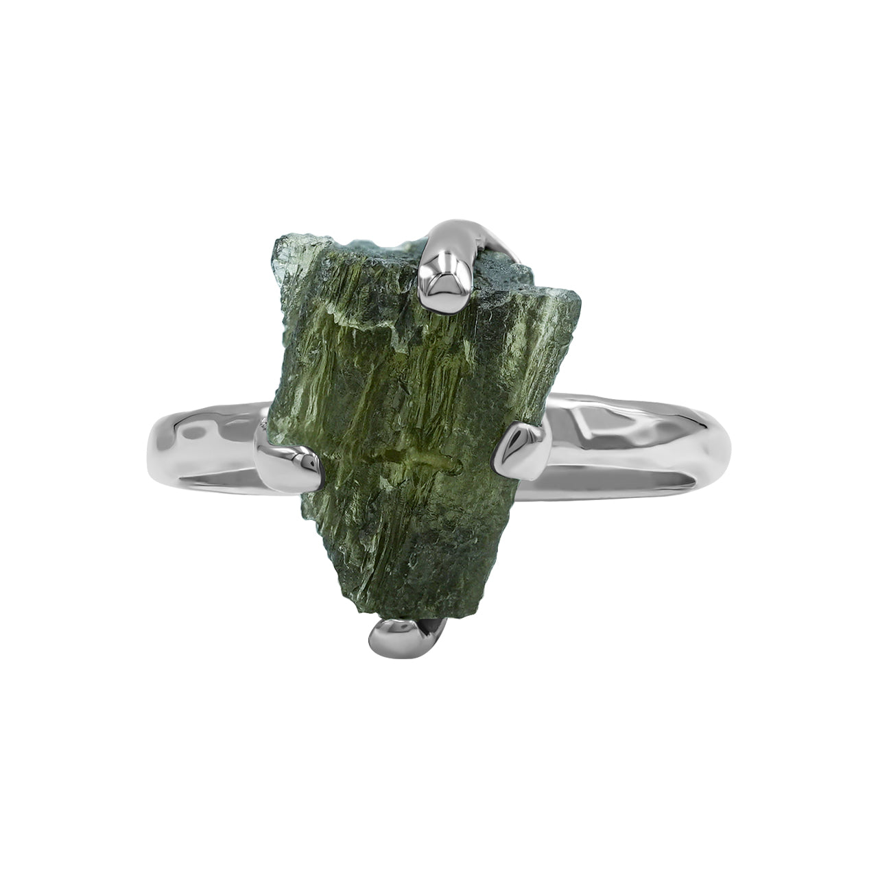 Starborn 4-6 Karat echter Moldavitring in Sterlingsilber