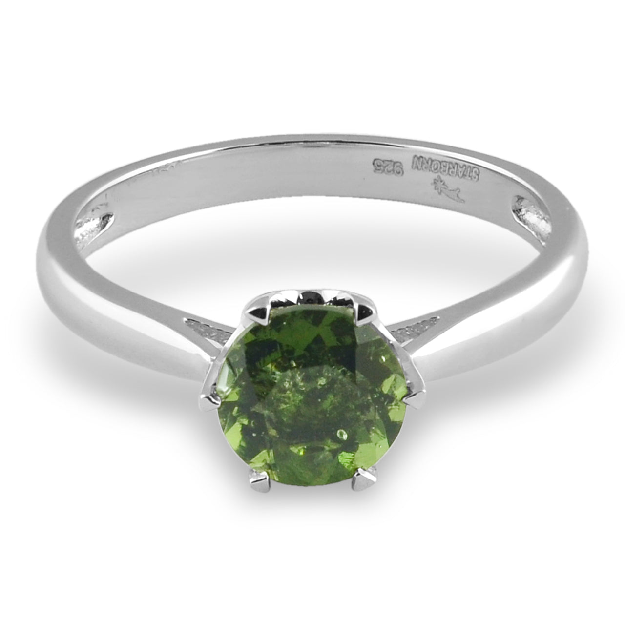 Starborn Sterling Silver Classic Style 6mm Faceted Moldavite Ring