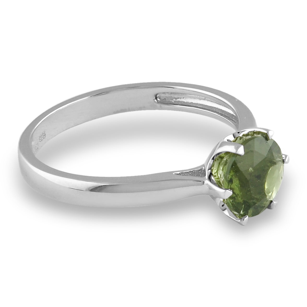 Starborn Sterling Silver Classic Style 6mm Faceted Moldavite Ring