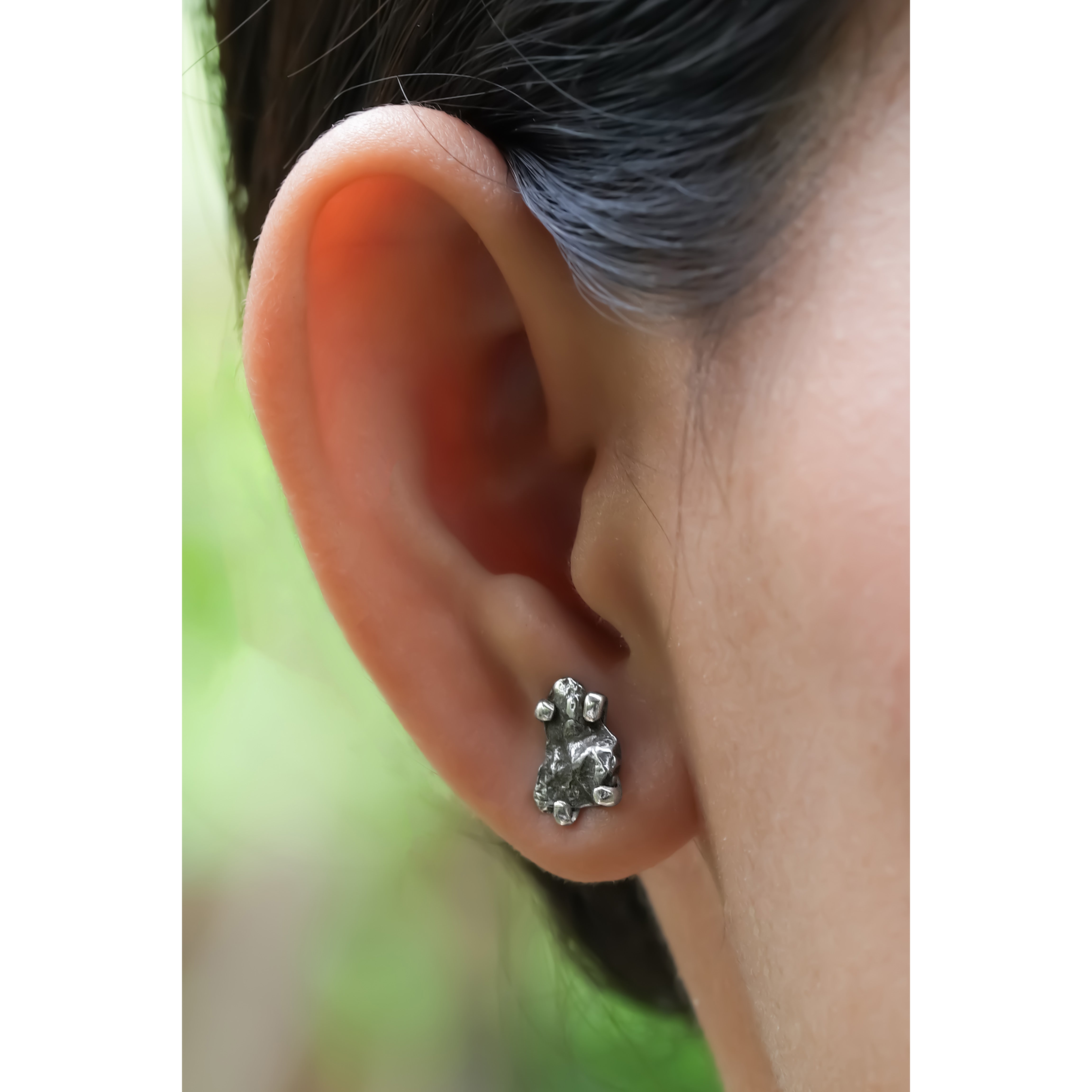 Aretes con poste de meteorito Starborn Campo del Cielo en plata de ley