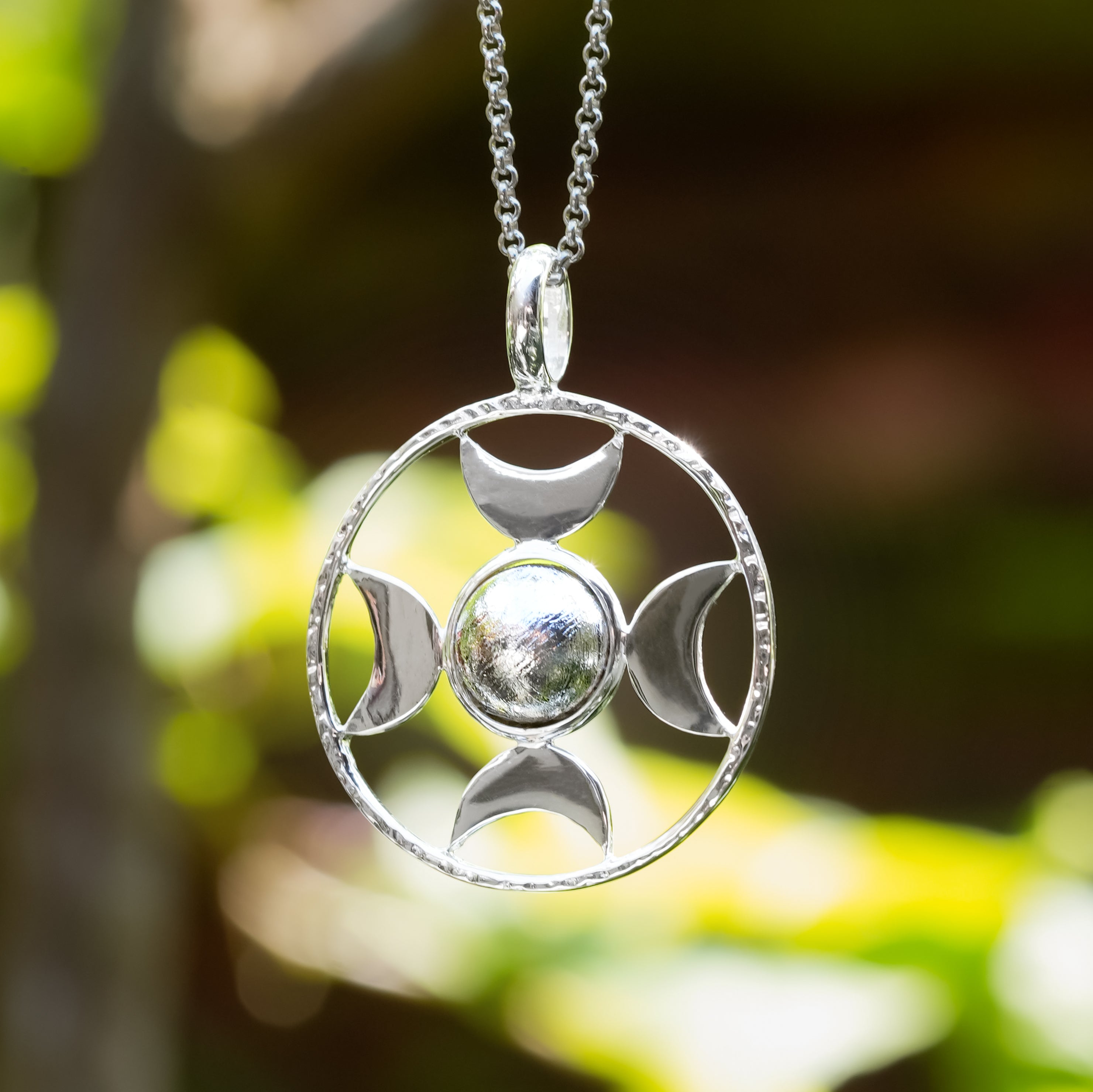Starborn Directional Crescent Moon Sphere Pendant in Sterling Silver - Large