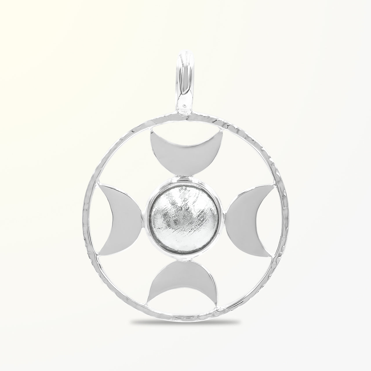 Starborn Sphere Meteorite Directional Crescent Moon Pendant in Sterling Silver