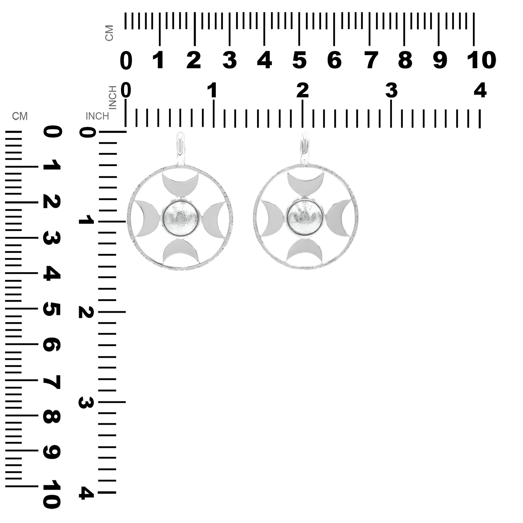 Starborn Sphere Meteorite Directional Crescent Moon Pendant in Sterling Silver