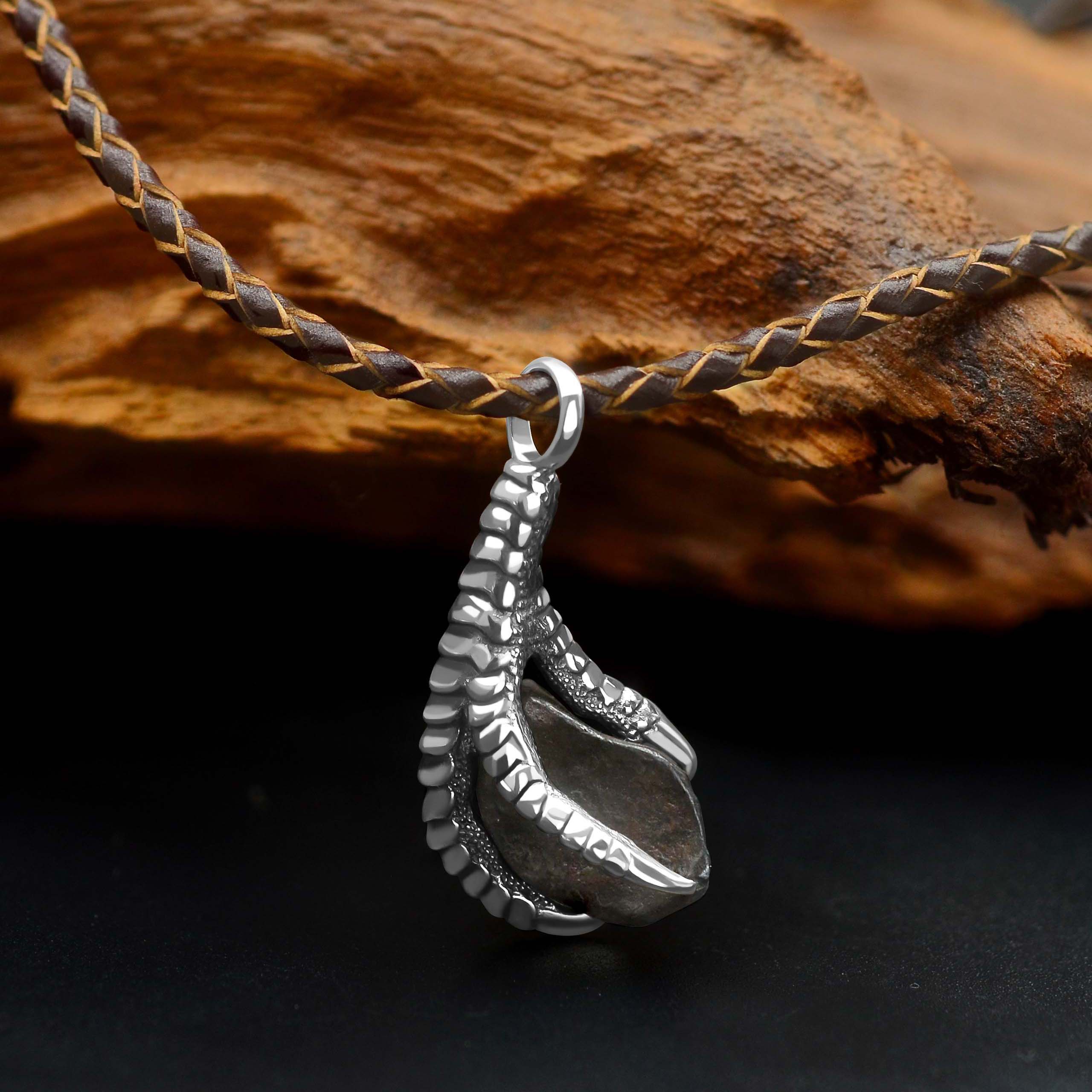 Starborn Agoudal Iron Meteorite Eagle Claw Pendant in Sterling Silver