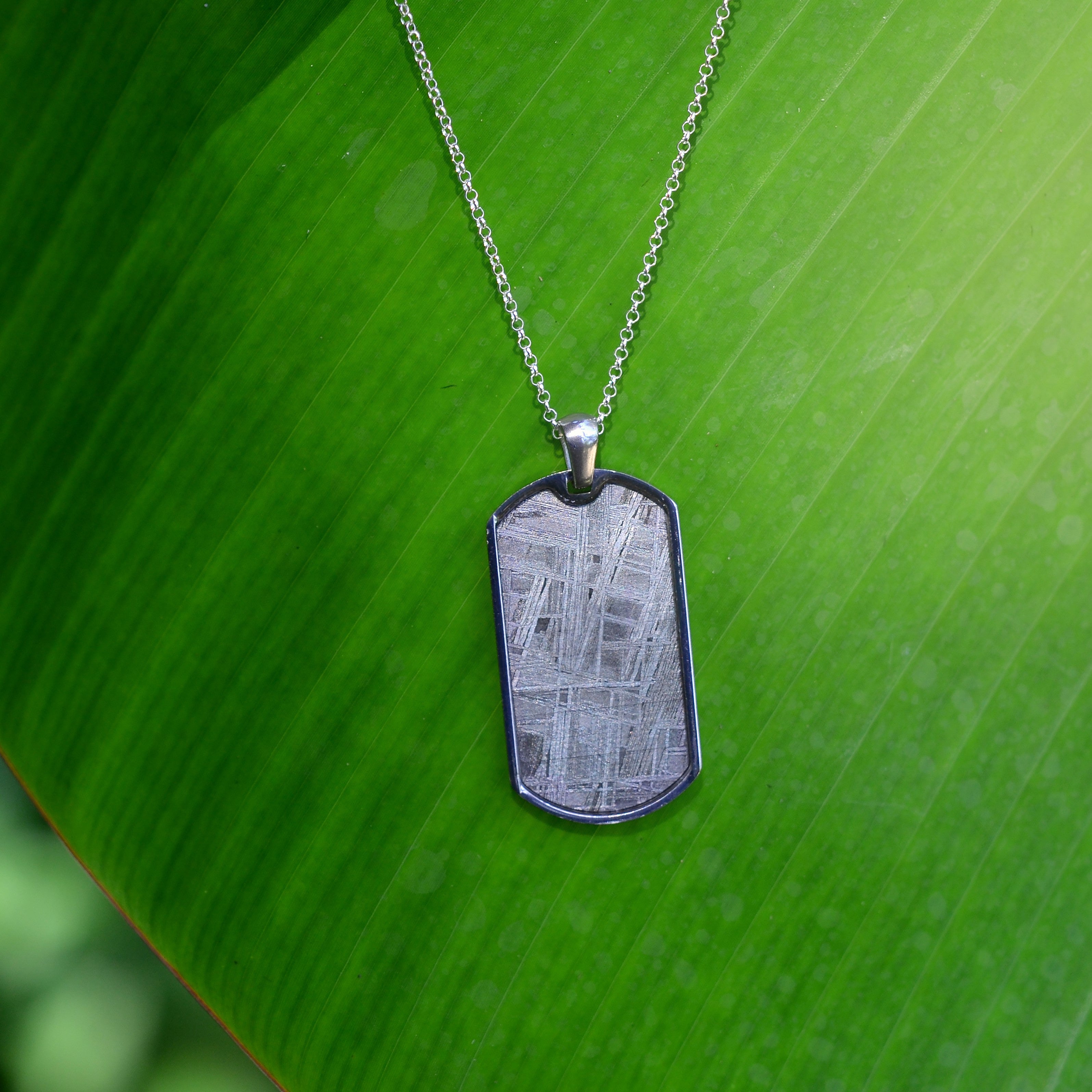 Colgante de meteorito Starborn Muonionalusta con cadena de acero inoxidable