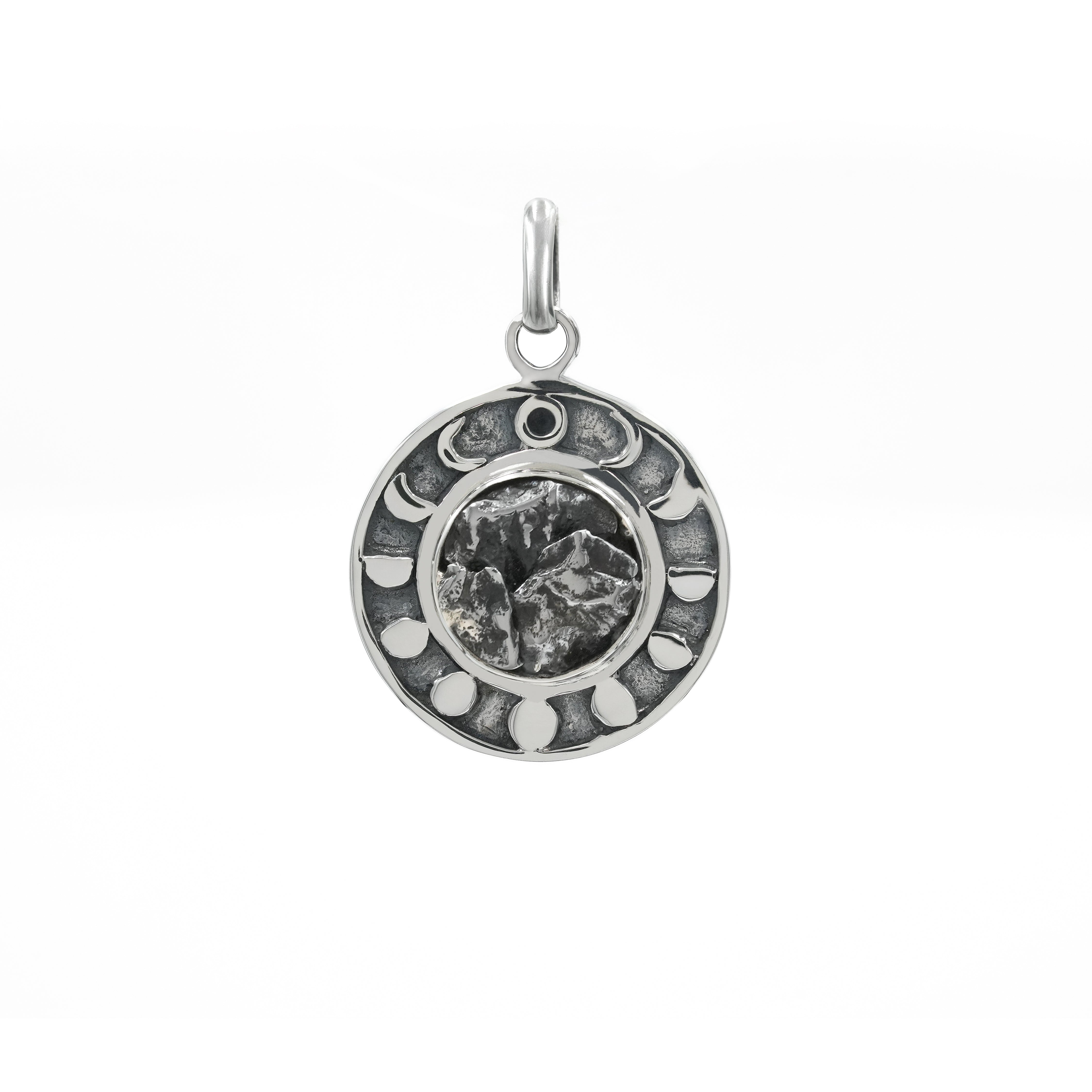 Starborn Campo del Cielo Meteorite Moon Phases Pendant in Sterling Silver
