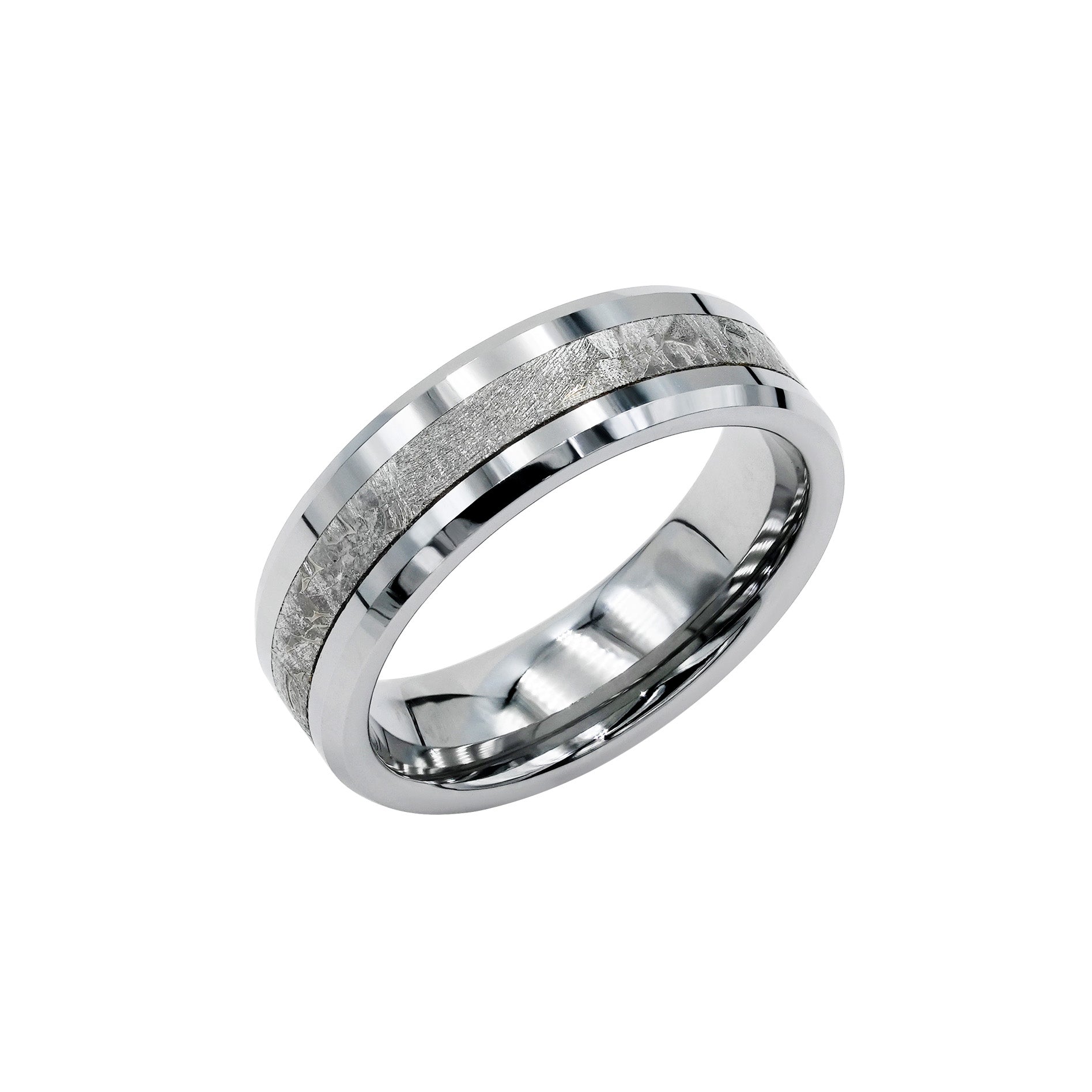Starborn Aletai Meteorite Inlay Ring with 6mm Tungsten Band